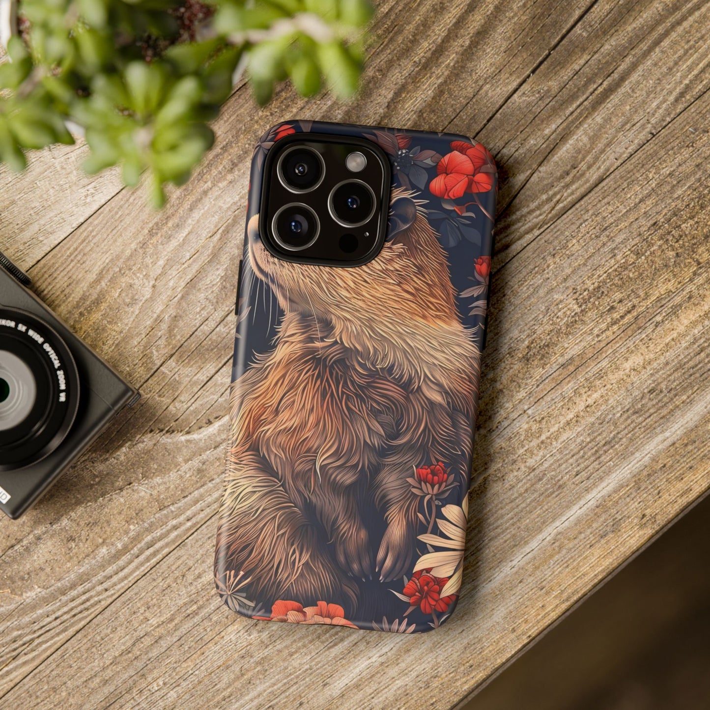 Floral Critter Phone Case, Tough Cases for Animal Lovers, Protective Cases for Phones, Unique Gift for Wildlife Enthusiasts