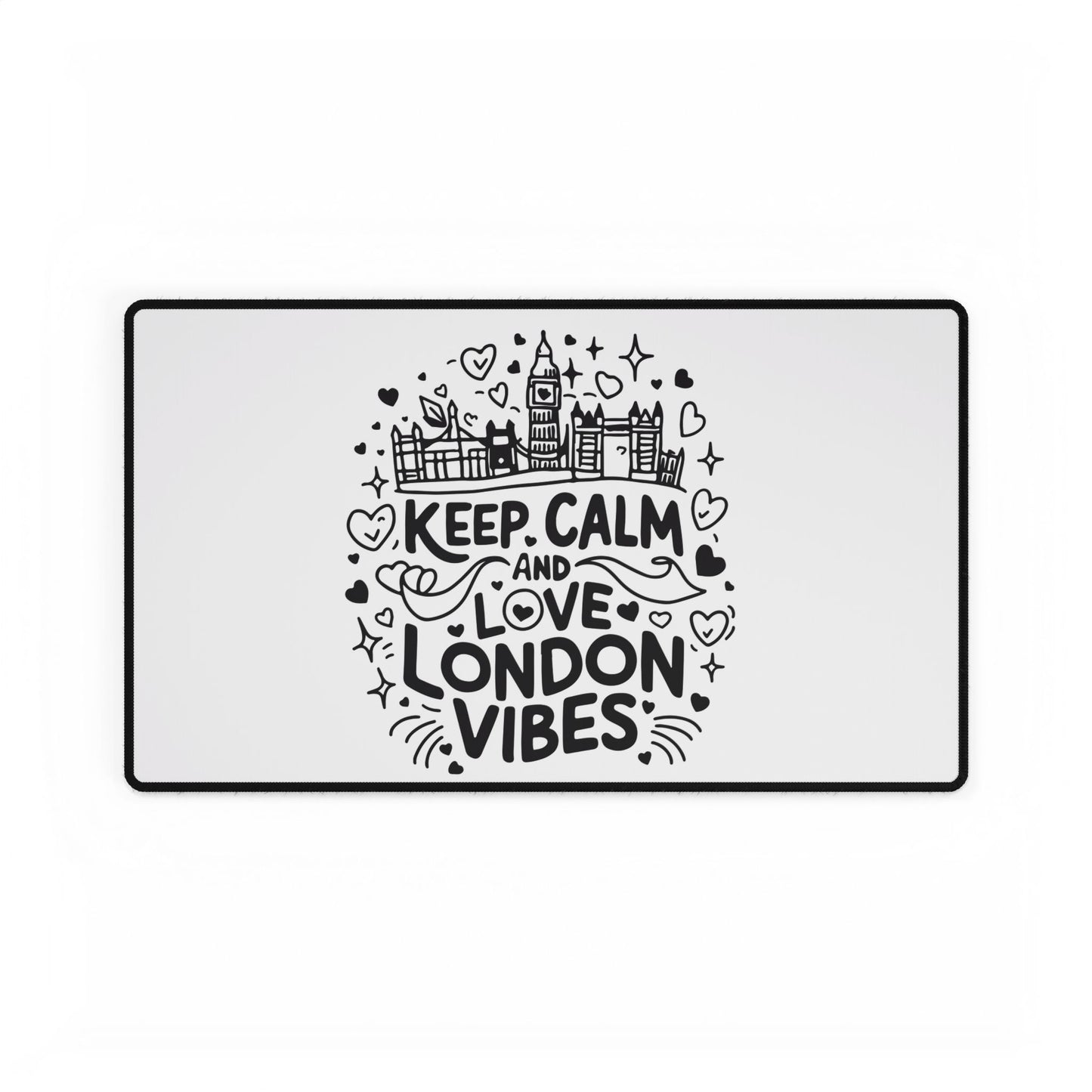 Keep Calm Love London Desk Mat, Workspace Decor, Office Accessory, Gift for Home Office, Desk Organizer, Student Essentials