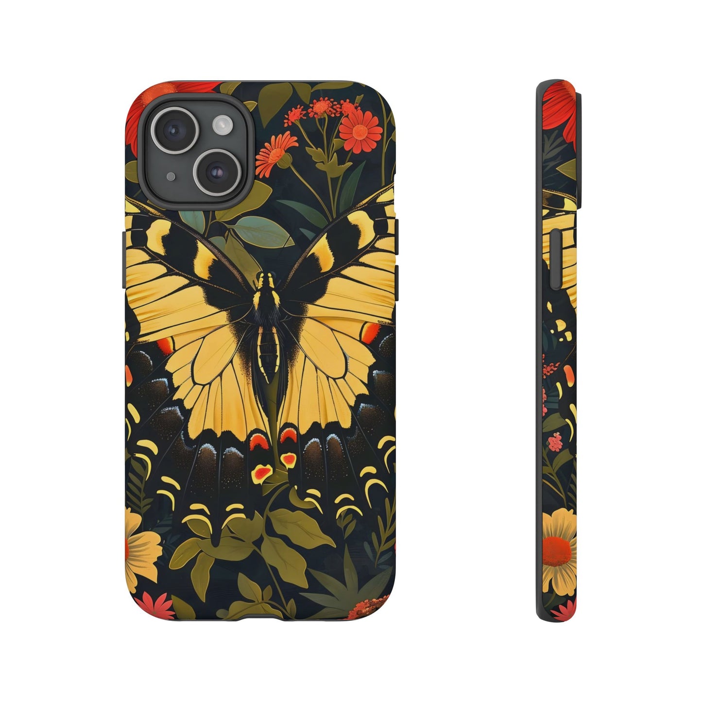Butterfly Floral Phone Case, Tough Cases with Vibrant Design, Protective Cover for Nature Lovers, Gift for Her