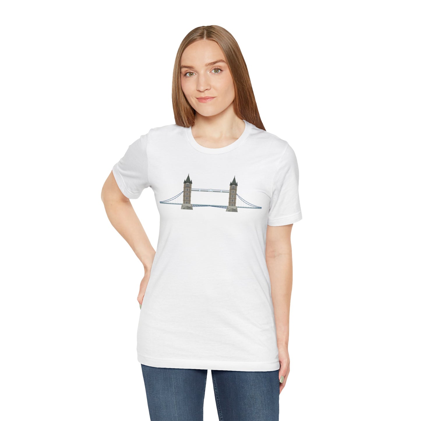 Unisex Jersey Short Sleeve Tee - Tower Bridge - Iconic London Landmark Illustration