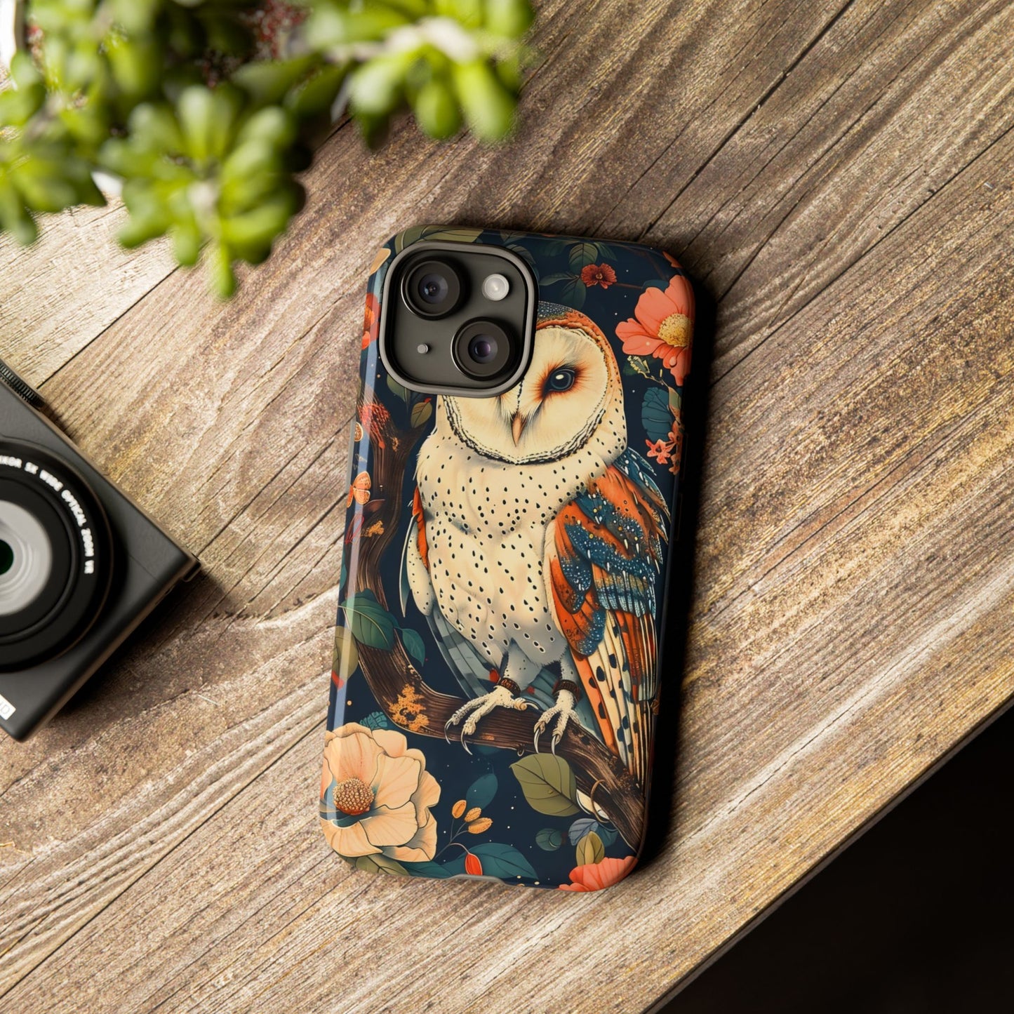 Owl Floral Phone Case - Tough Cases, Nature Lover Gift, Cute Protection, Floral Design, Bird Aesthetic, Animal Lover