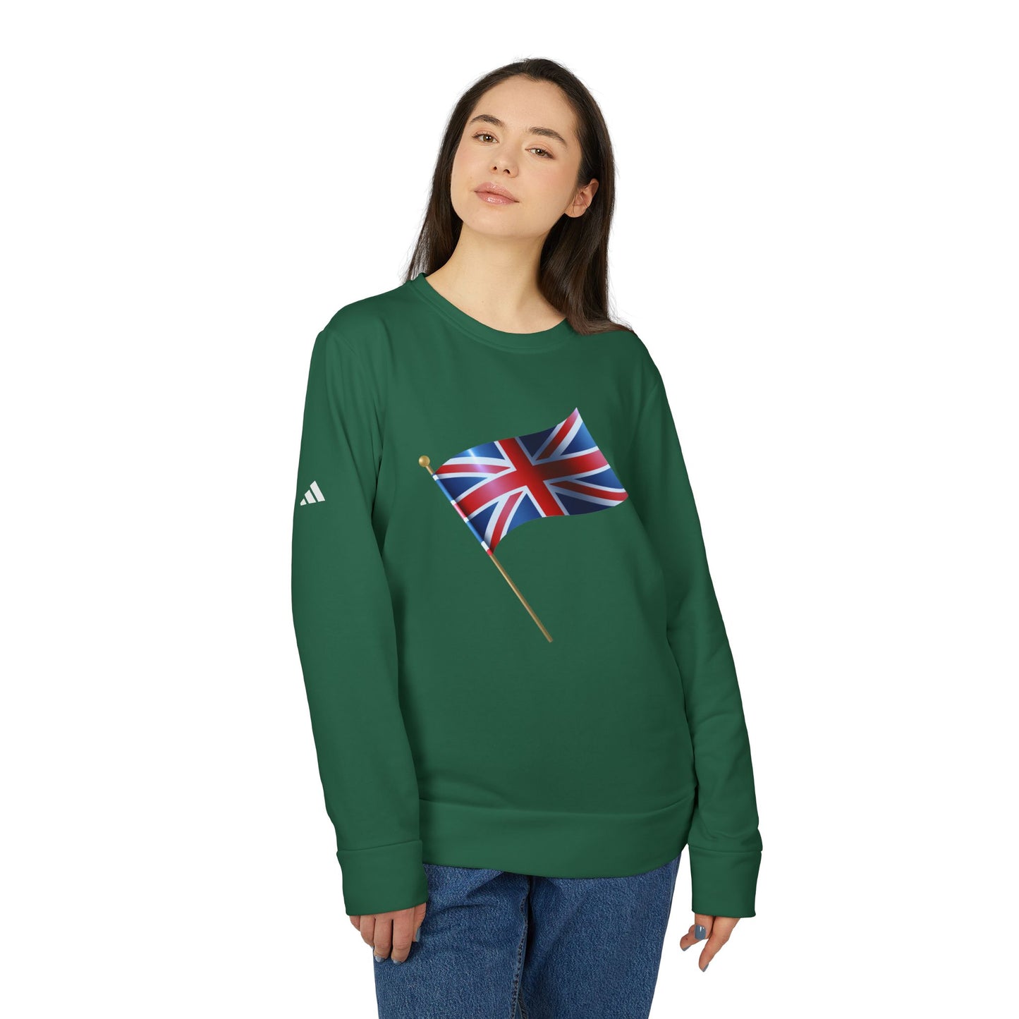 Adidas Unisex Fleece Crewneck Sweatshirt - Union Jack Flag - Casual Comfort for Everyday Wear