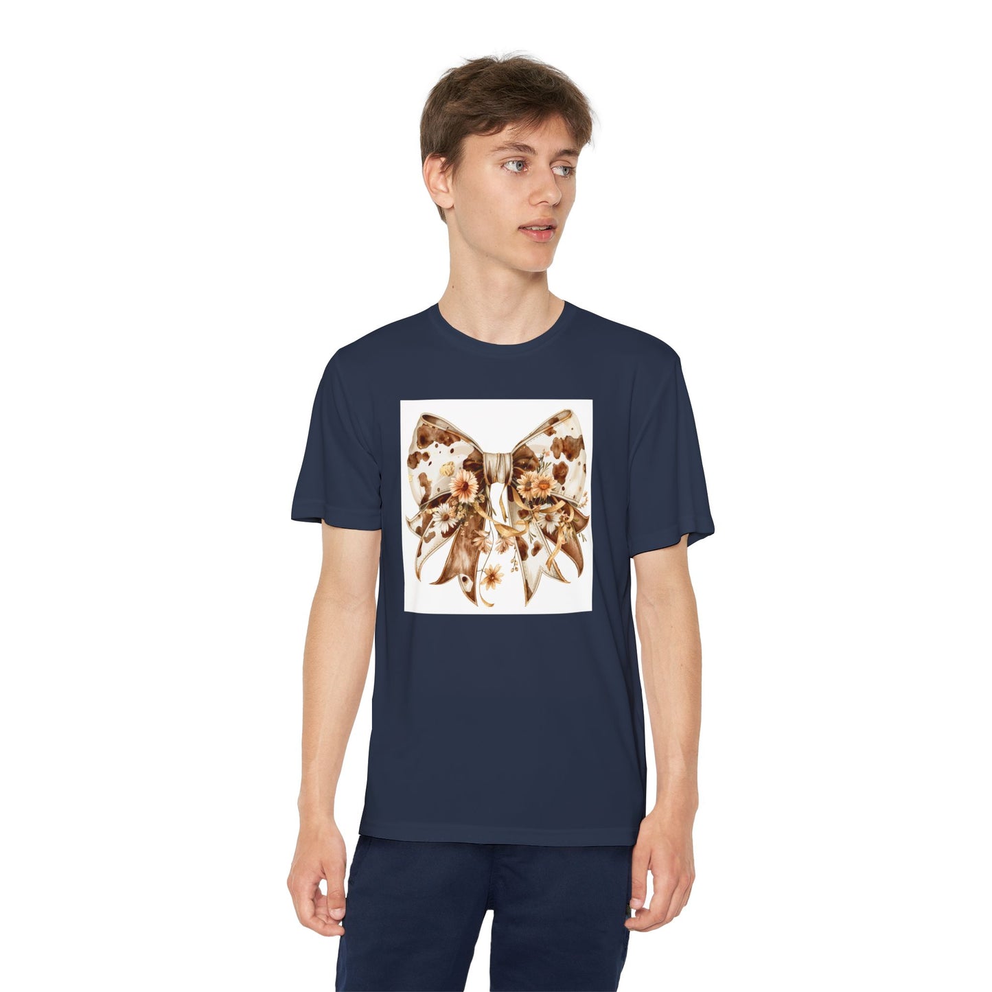 Youth Tee - Boho Western Bow with Flowers and Cow Pattern - Cute & Stylish T-Shirt for Kids