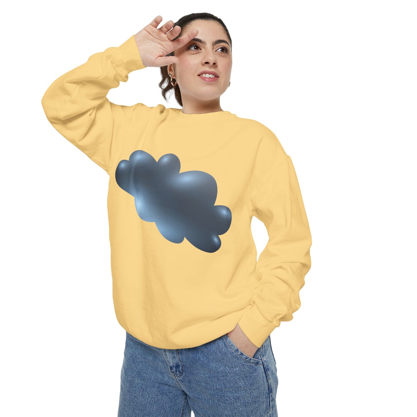 Unisex Garment-Dyed Sweatshirt - Serene Cloudscape - Dreamy Cloud Design