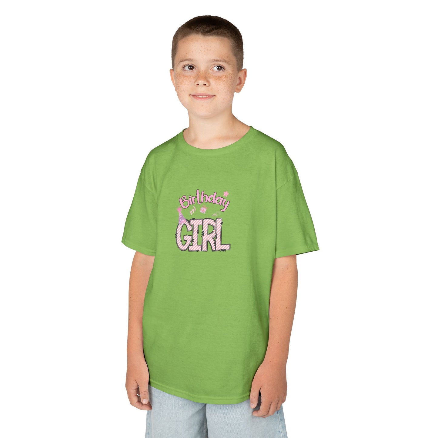 Kids Heavy Cotton Tee - Animal Print Birthday Girl Sublimation Design - Perfect for Celebrations