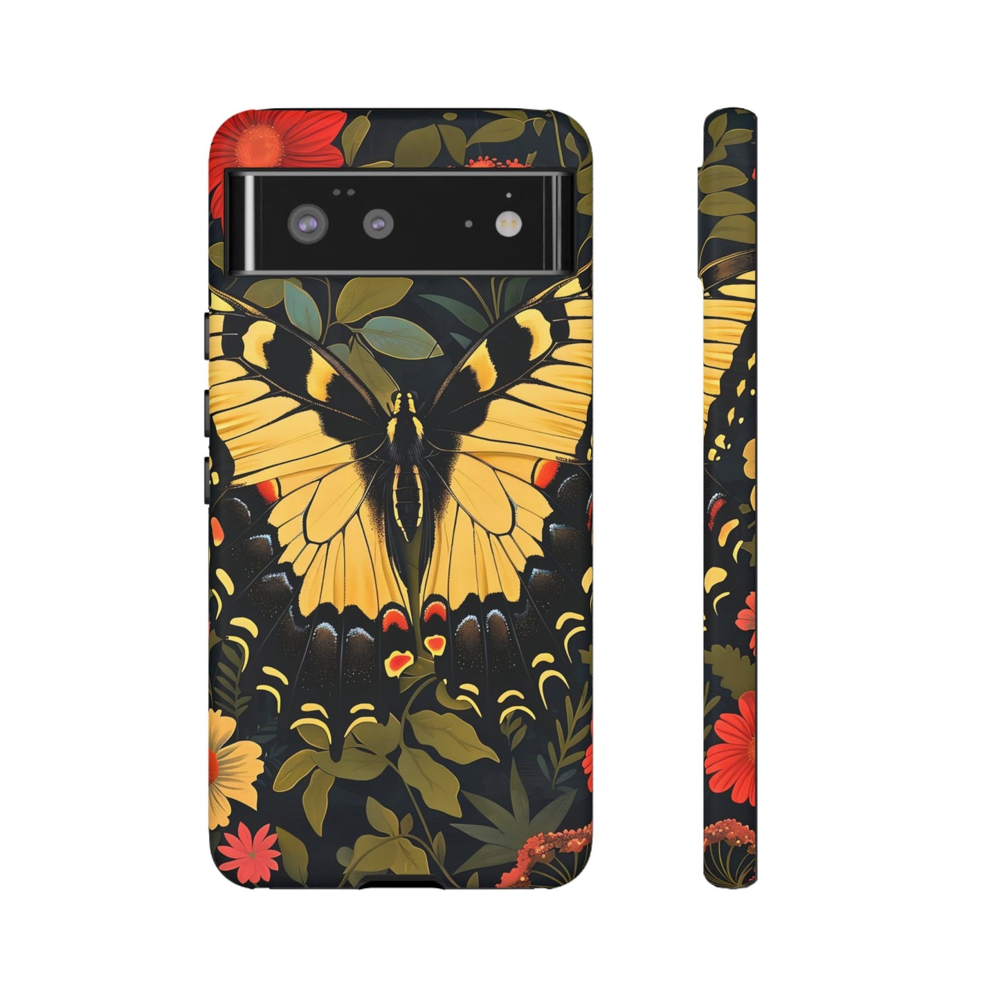 Butterfly Floral Phone Case, Tough Cases with Vibrant Design, Protective Cover for Nature Lovers, Gift for Her