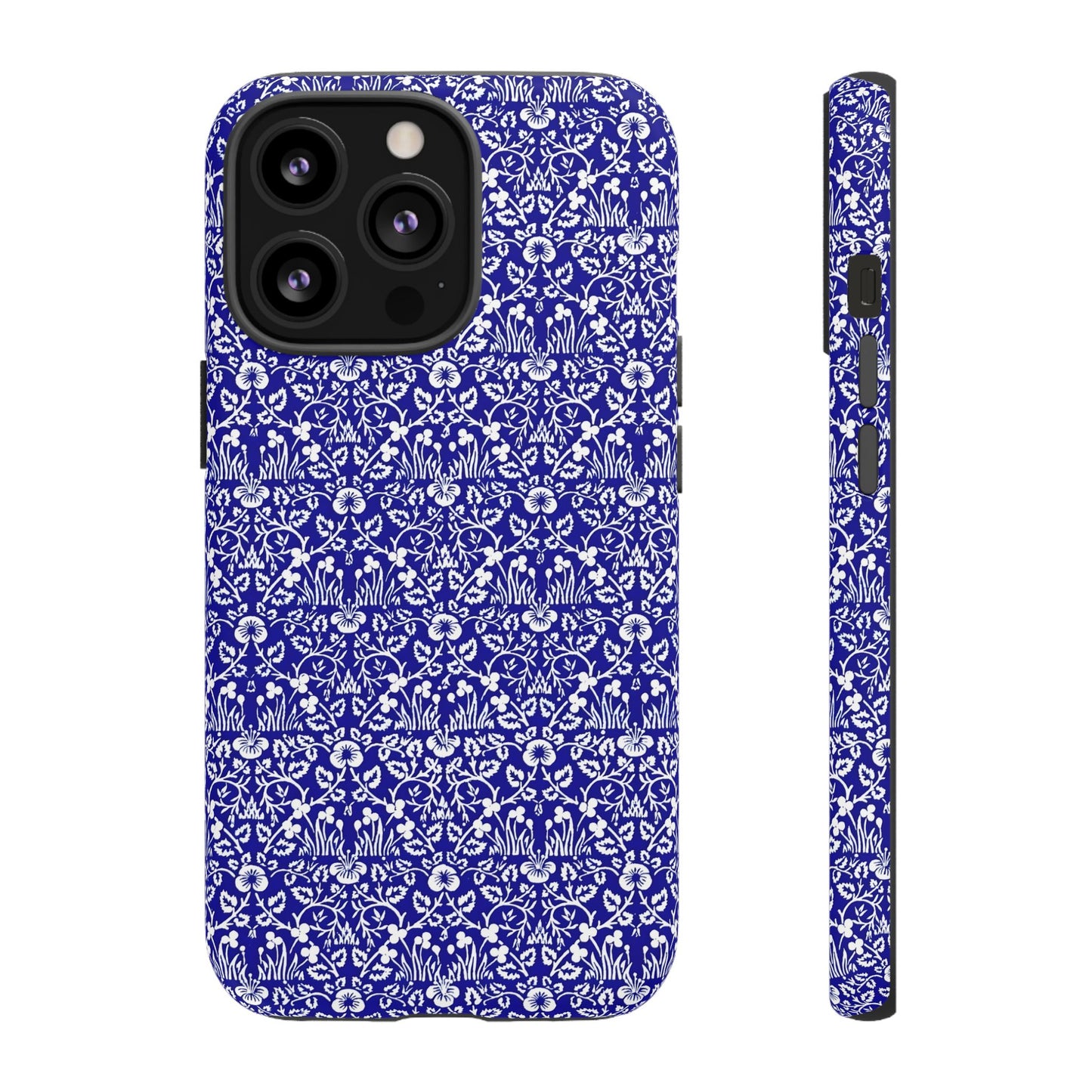 Elegant Floral Phone Case - Tough Cases, Blue Floral Design, Stylish Phone Accessory, Unique Gift, Modern Tech Protection
