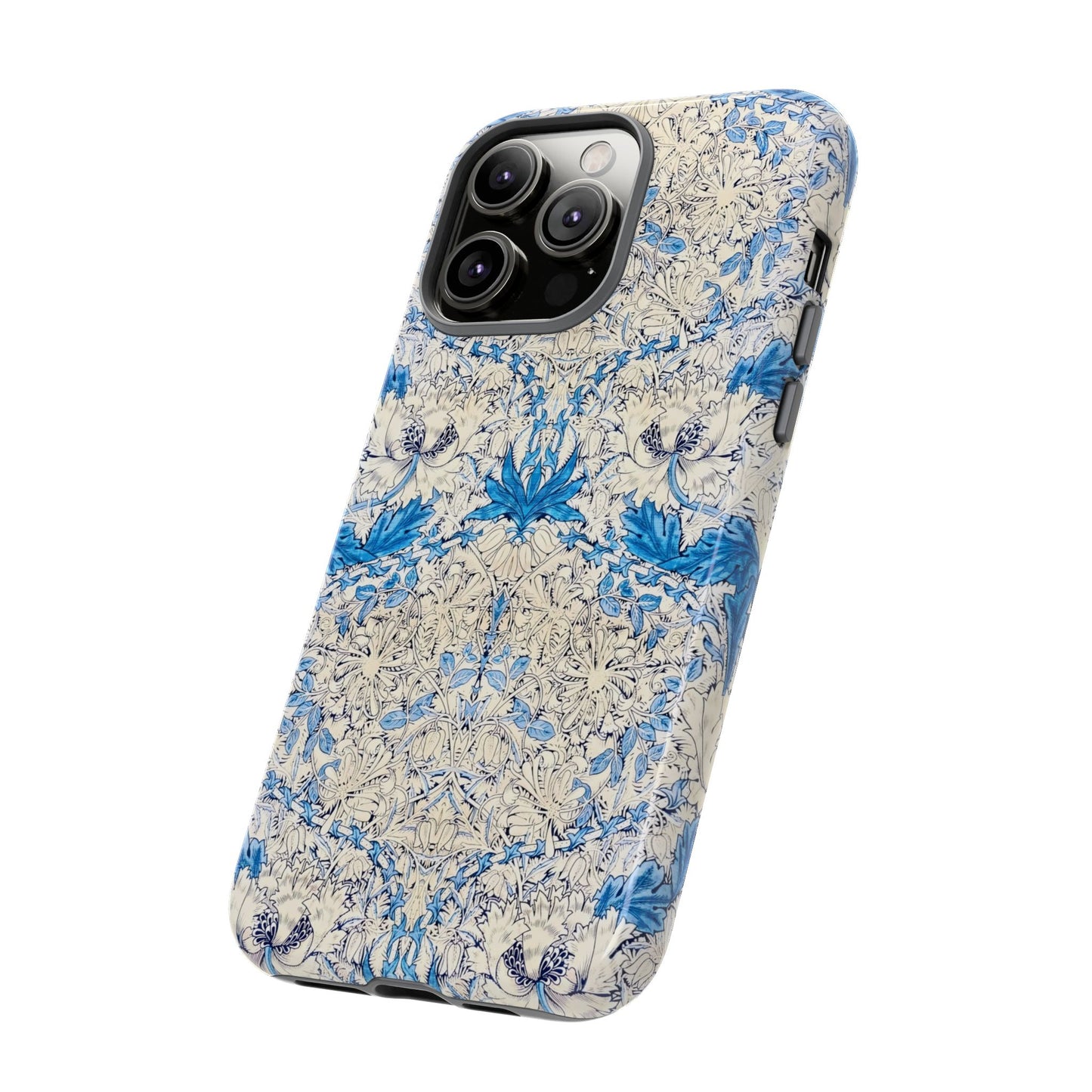 Elegant Floral Phone Case, Tough iPhone Cover, Stylish Mobile Protector, Blue Patterned Case, Unique Gift for Her