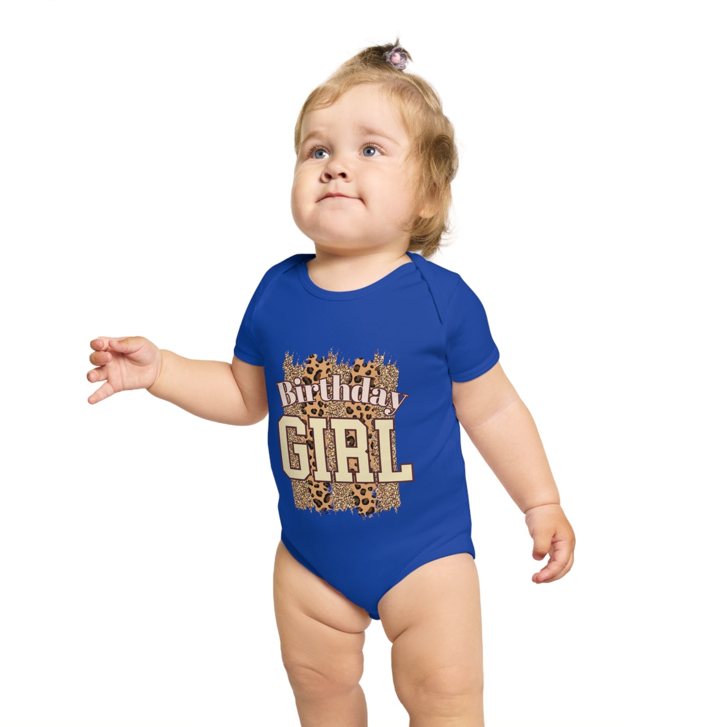 Birthday Girl Short Sleeve Baby Bodysuit - Cute Animal Print Design