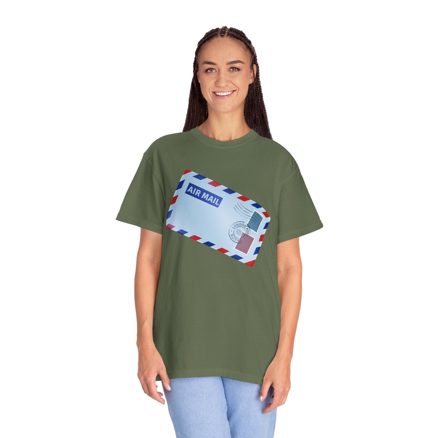 Unisex Garment-Dyed T-shirt - Vintage British Air Mail - Classic Postal Design