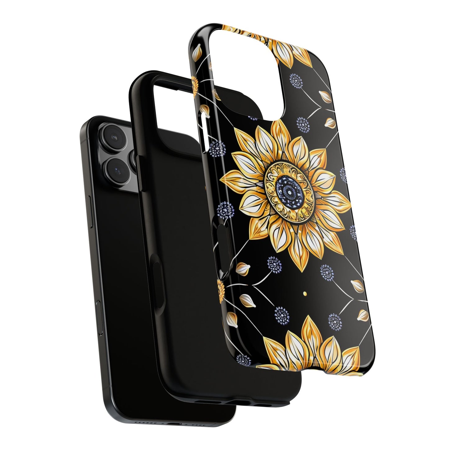 Floral Phone Case with Mandala Design, Tough Cases for iPhone & Samsung, Boho Style, Gift for Her, Unique Accessories