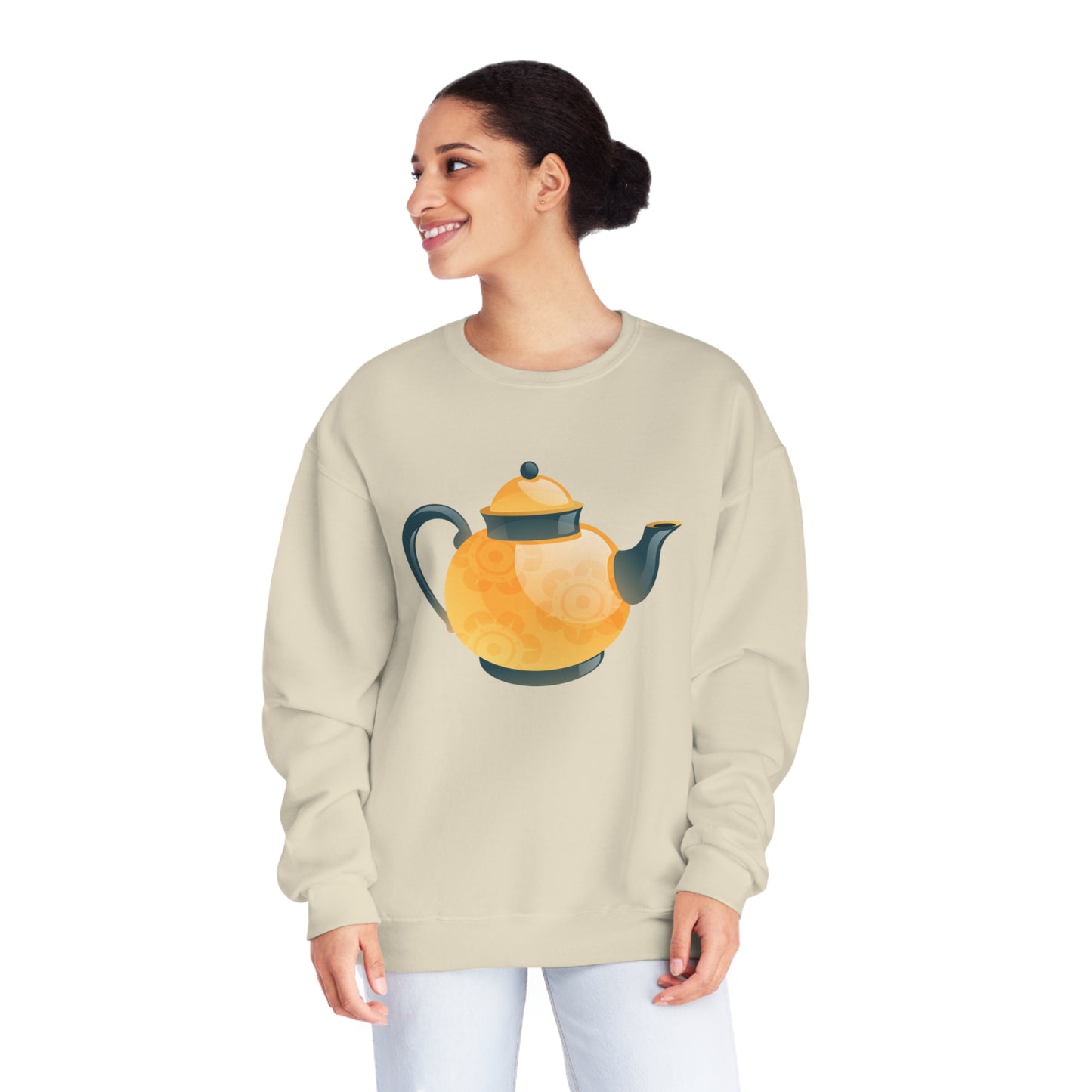 Unisex NuBlend® Crewneck Sweatshirt - Classic British Tea Kettle - Timeless Elegance in Tea Time