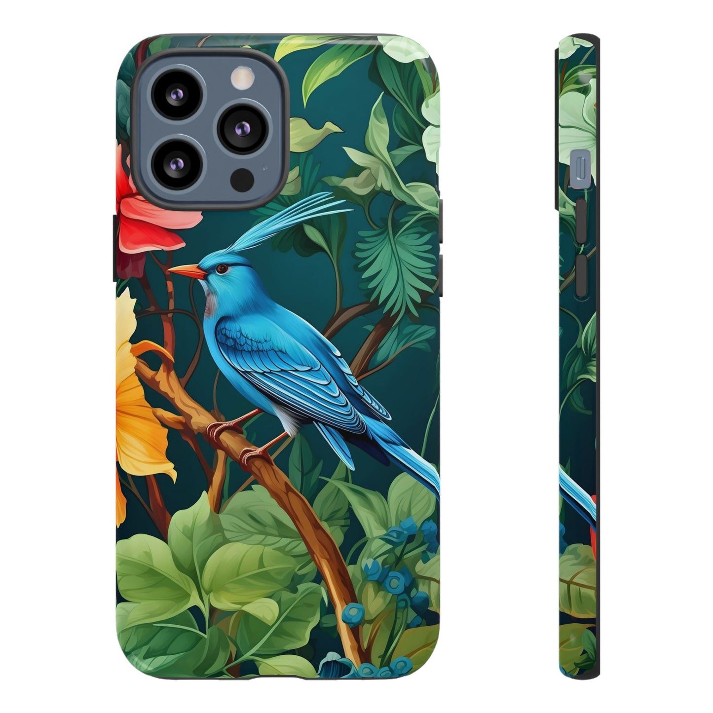 Tough Cases - Vibrant Bird Phone Case, Floral Design, Nature Lover, Unique Gift, Stylish Protection, Phone Accessories