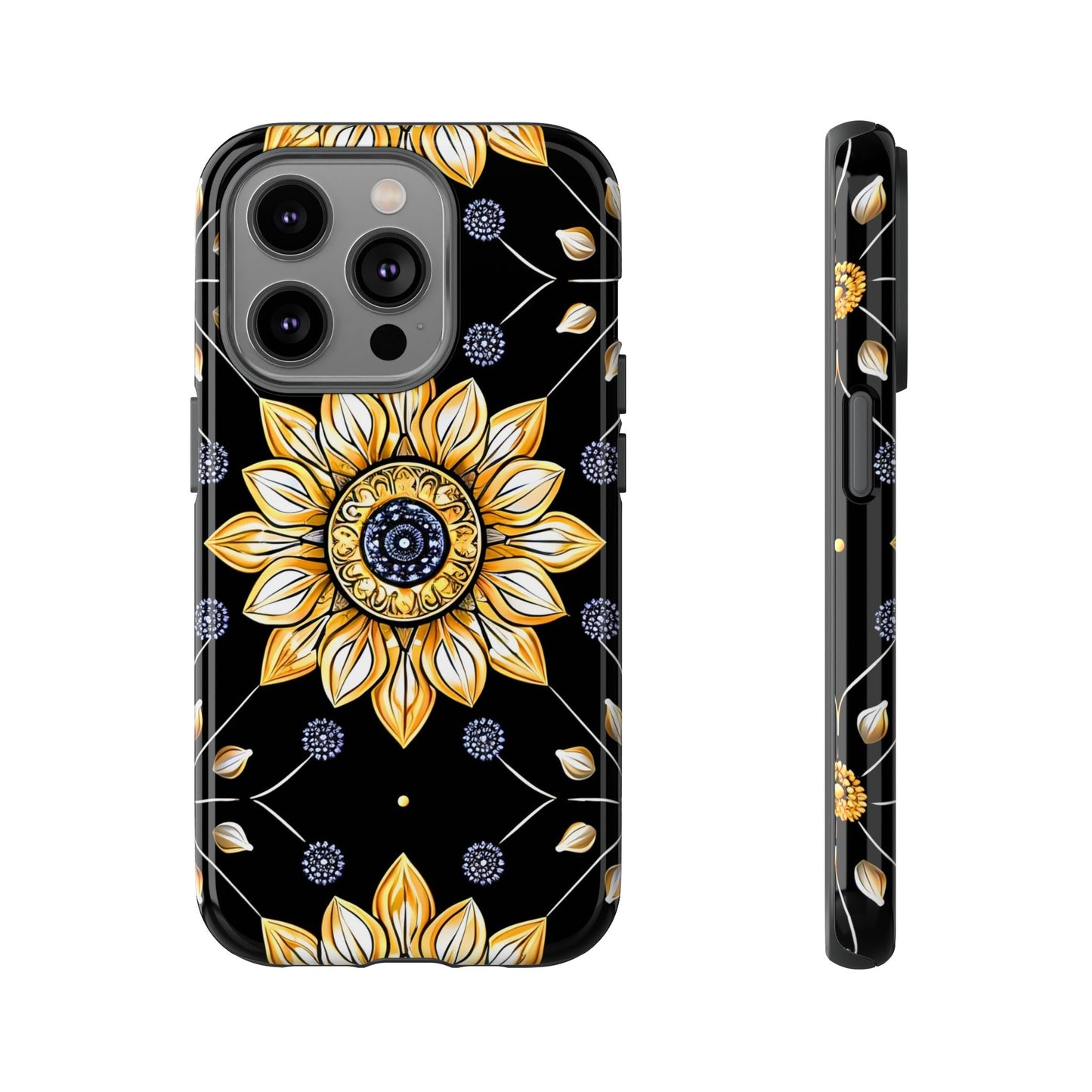 Floral Phone Case with Mandala Design, Tough Cases for iPhone & Samsung, Boho Style, Gift for Her, Unique Accessories