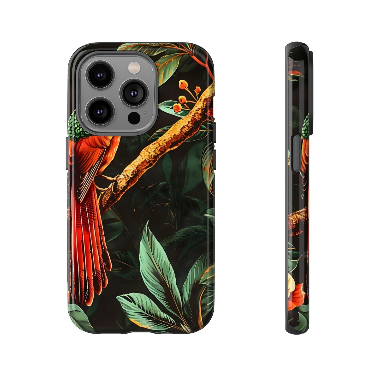 Tough Cases for Nature Lovers, Tropical Bird Phone Case, Eco-Friendly Cover, Gift for Bird Watchers, Vibrant Floral Design