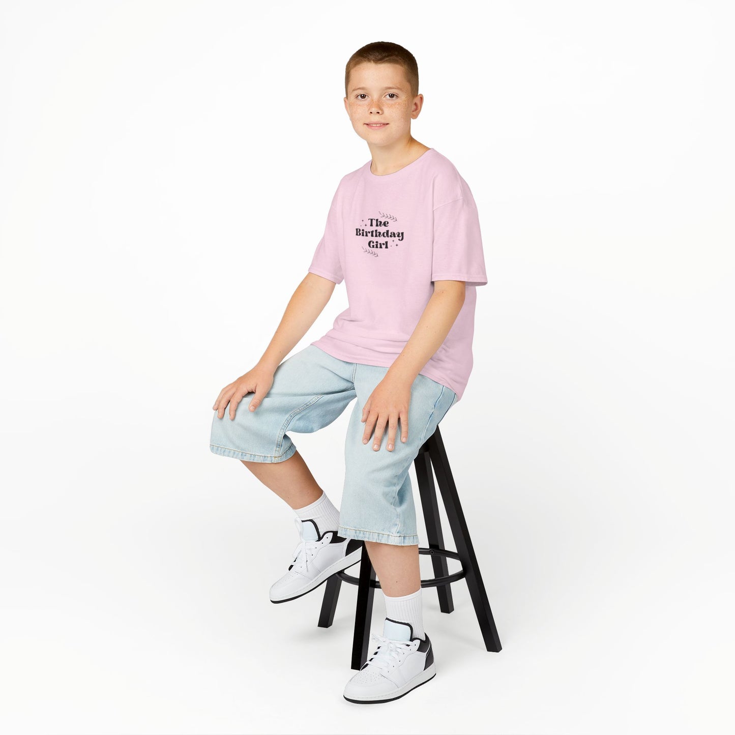 Kids Heavy Cotton Tee - The Birthday Girl - Cute Birthday Party Celebration Design - Perfect Celebration Shirt
