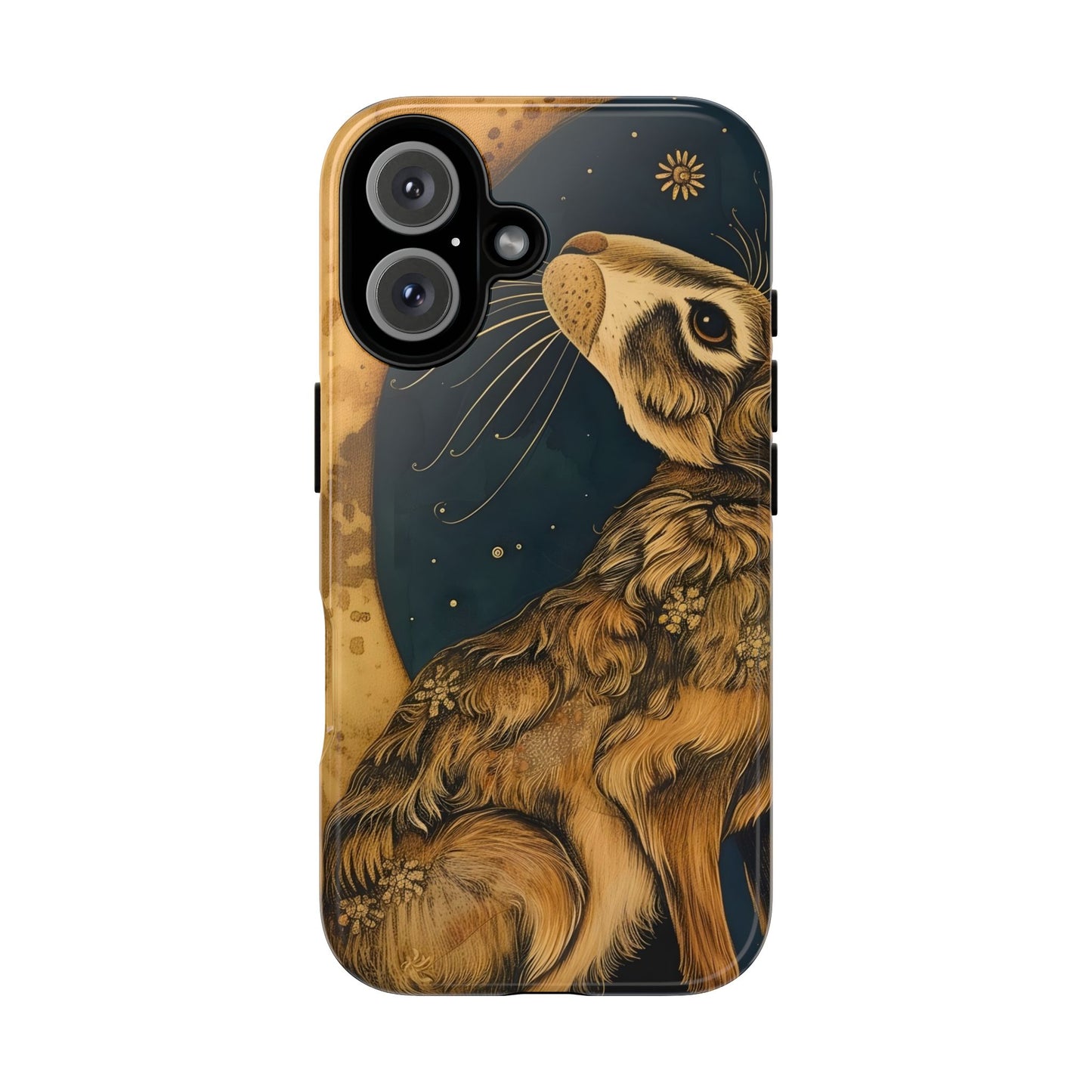 Artistic Phone Case with Celestial Hare Design, Tough Cases, Unique Gifts, Nature Lovers, Phone Accessories, Bohemian Style
