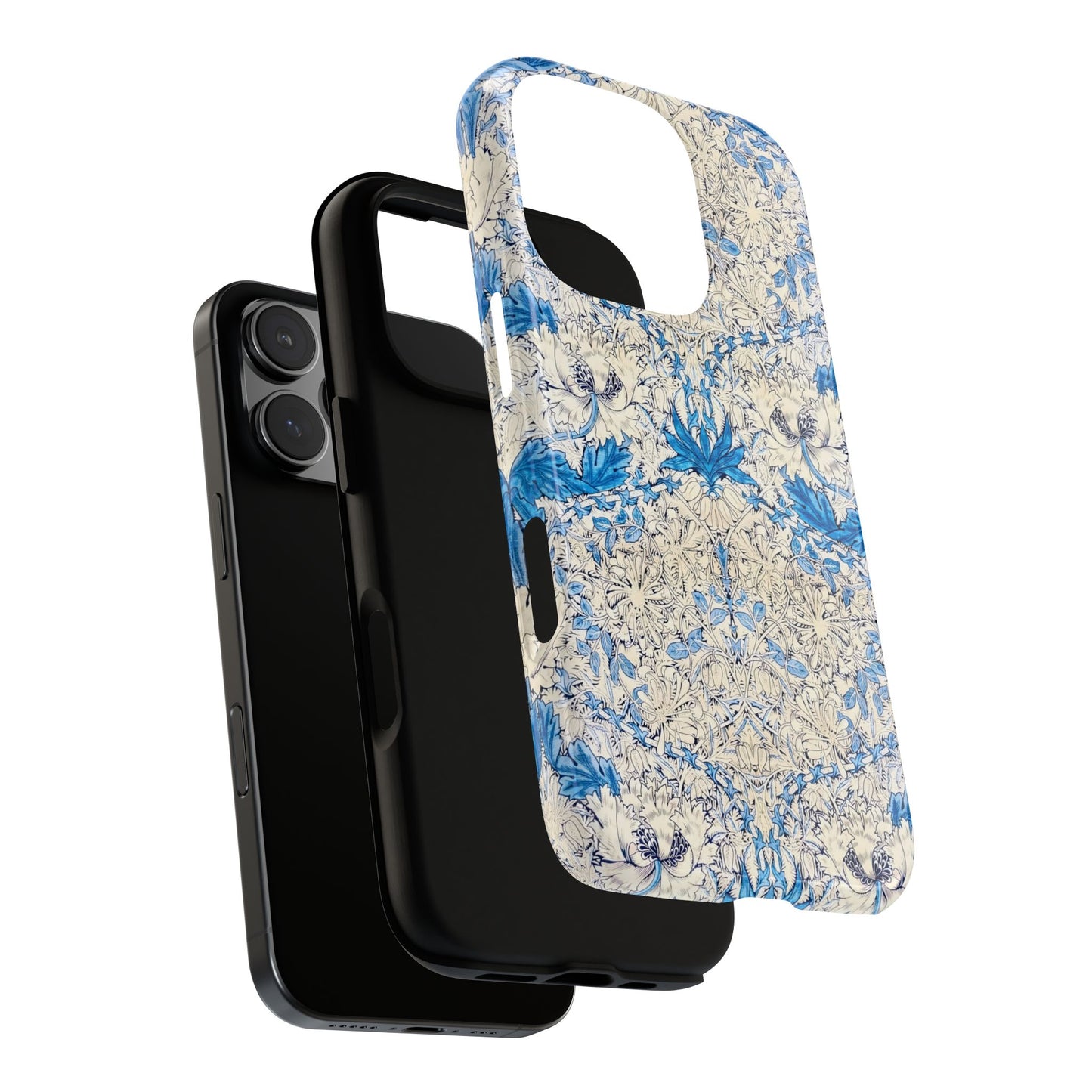 Elegant Floral Phone Case, Tough iPhone Cover, Stylish Mobile Protector, Blue Patterned Case, Unique Gift for Her
