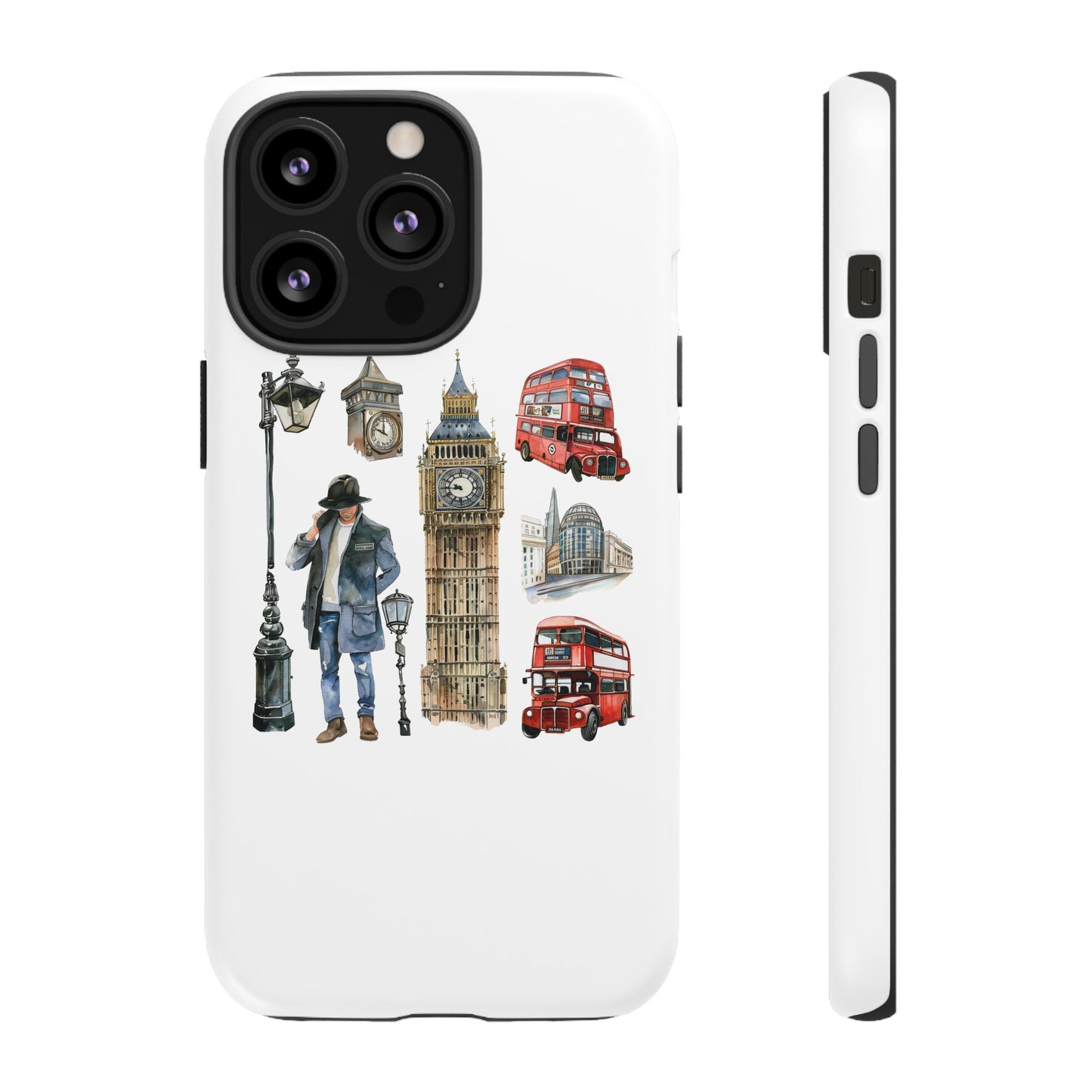 London Iconic Design Phone Case, Tough Cases, Gift for Travelers, London Souvenir, London Icons, Red Bus Phone Case