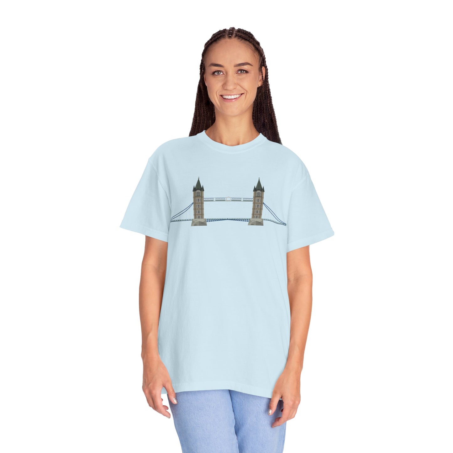 Unisex Garment-Dyed T-shirt - Tower Bridge - Iconic London Landmark Illustration