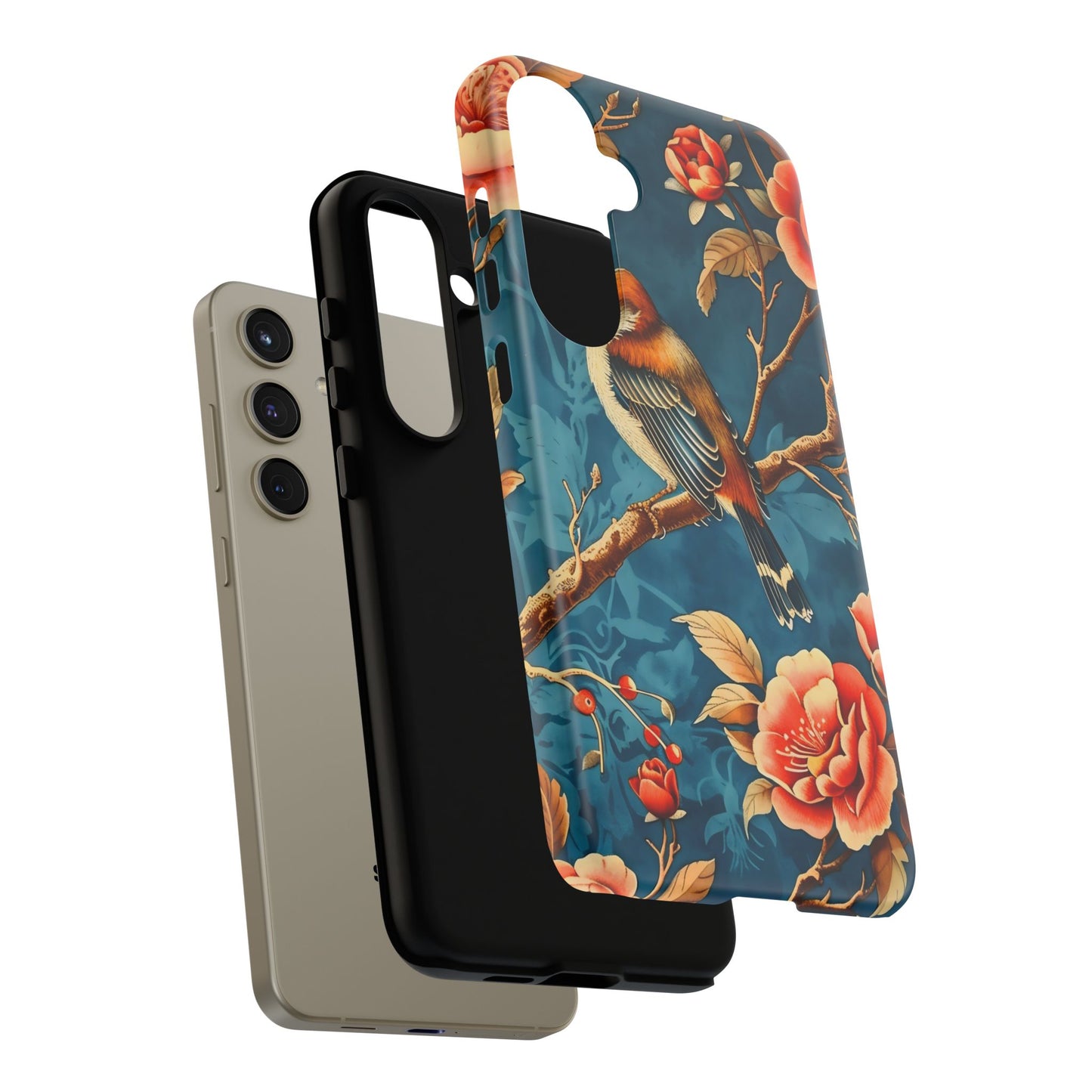 Bird & Floral Phone Case, Tough Cases for Nature Lovers, Gift for Her, Customizable Design, Vibrant Tech Accessories