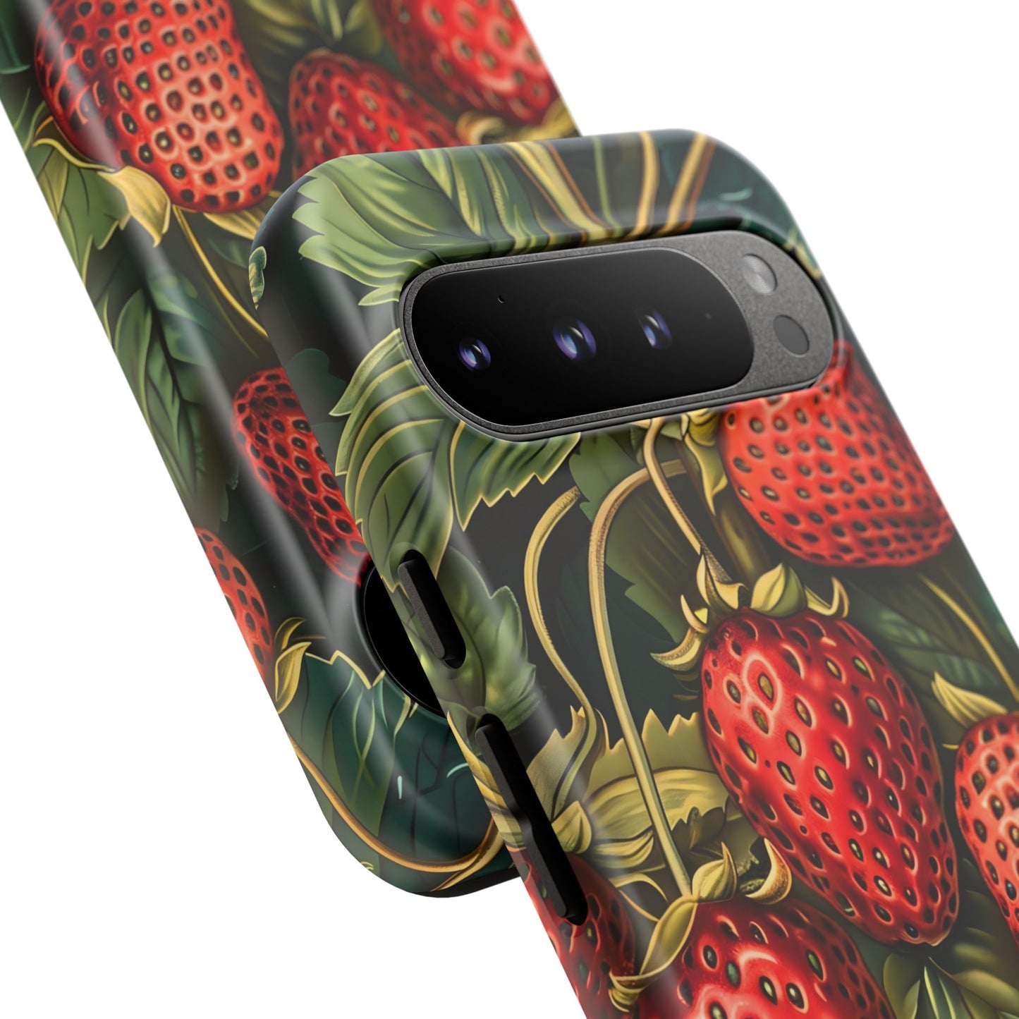 Strawberry Phone Case, Tough Berry Case, Floral Phone Cover, Cute Smartphone Shell, Nature-Inspired Gift