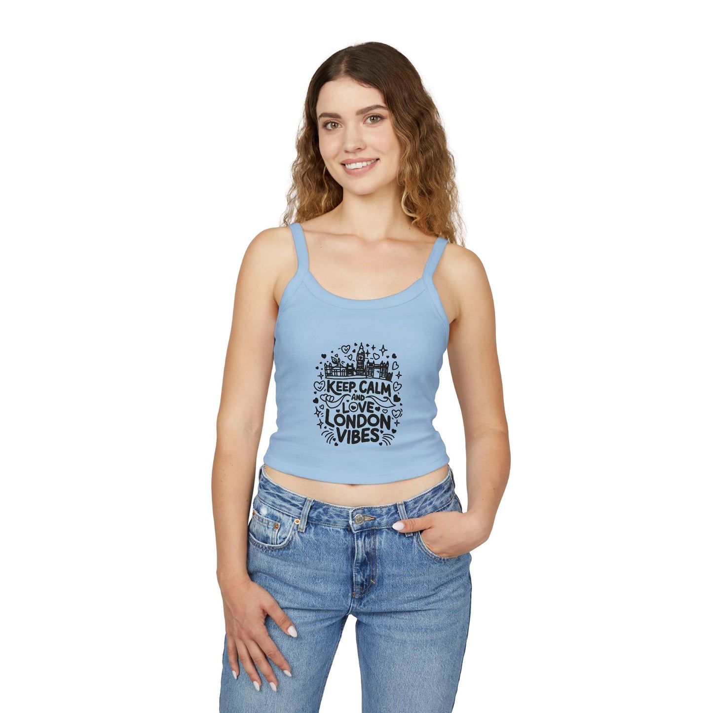 Women's Spaghetti Strap Tank Top - Keep calm and love London vibes