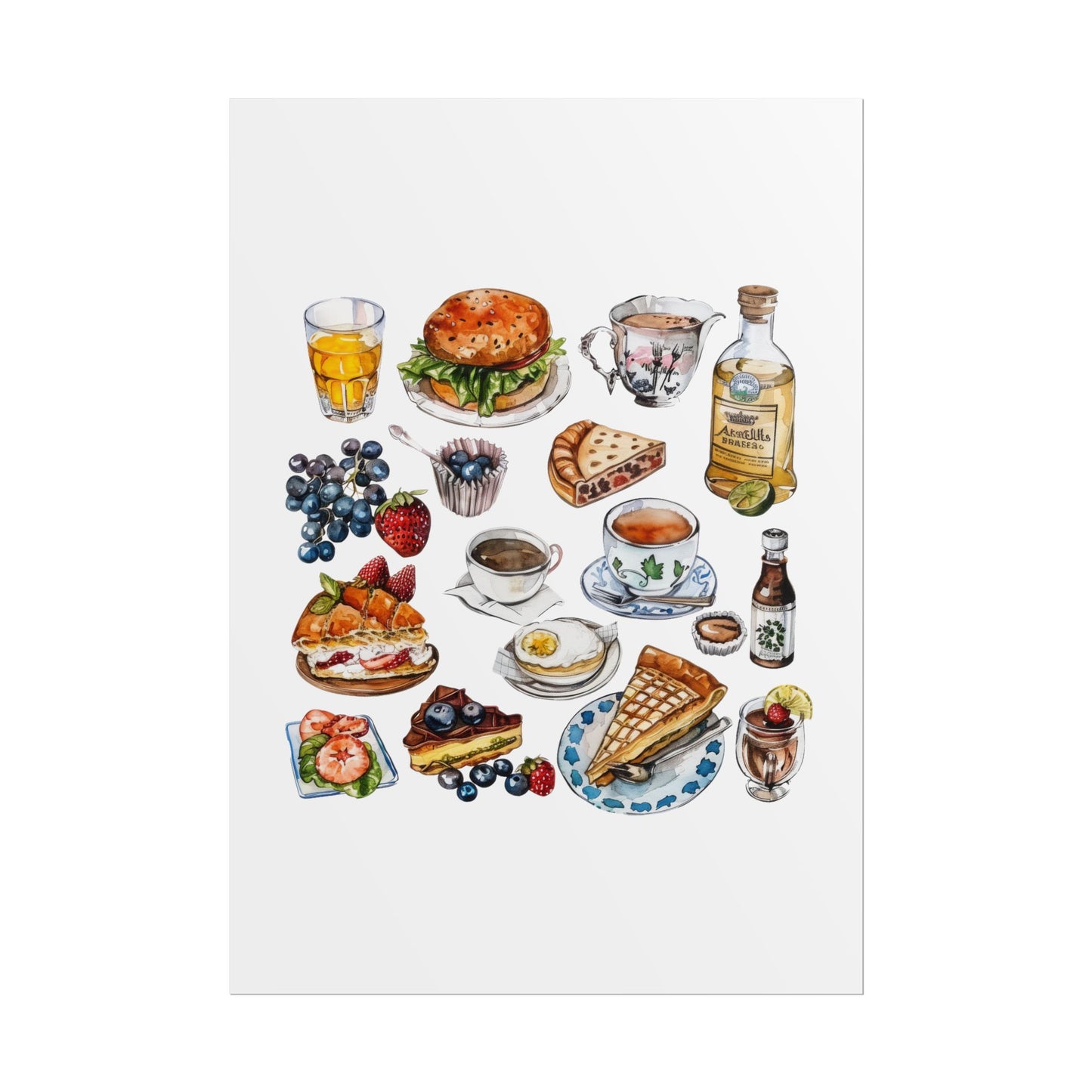 Foodie Wall Art Print, Kitchen Decor, Gourmet Food Poster, Culinary Art for Food Lovers, Cafe Aesthetic Home Decor