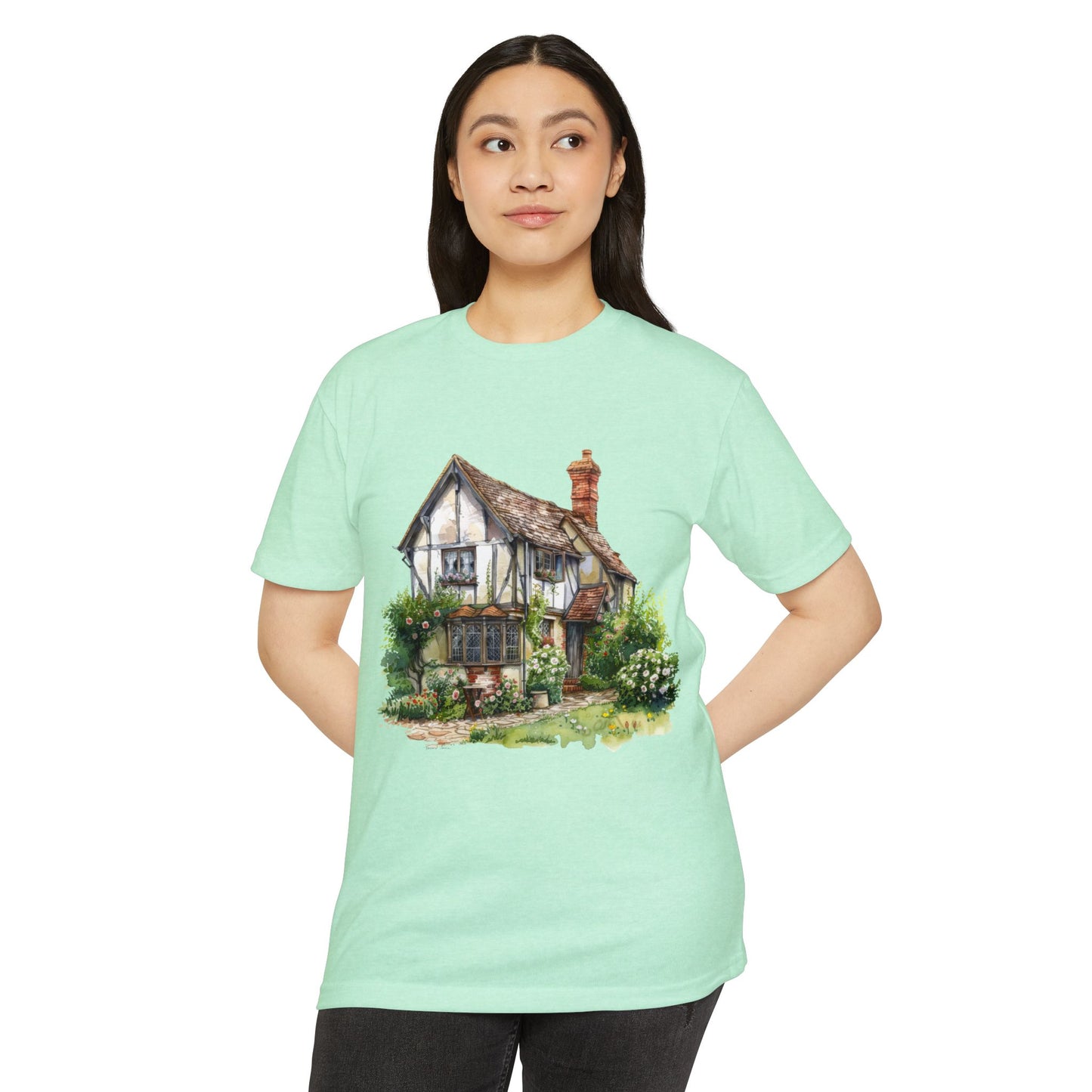 Unisex CVC Jersey T-shirt - From Thatched Roofs to Stone Walls - British Village Houses