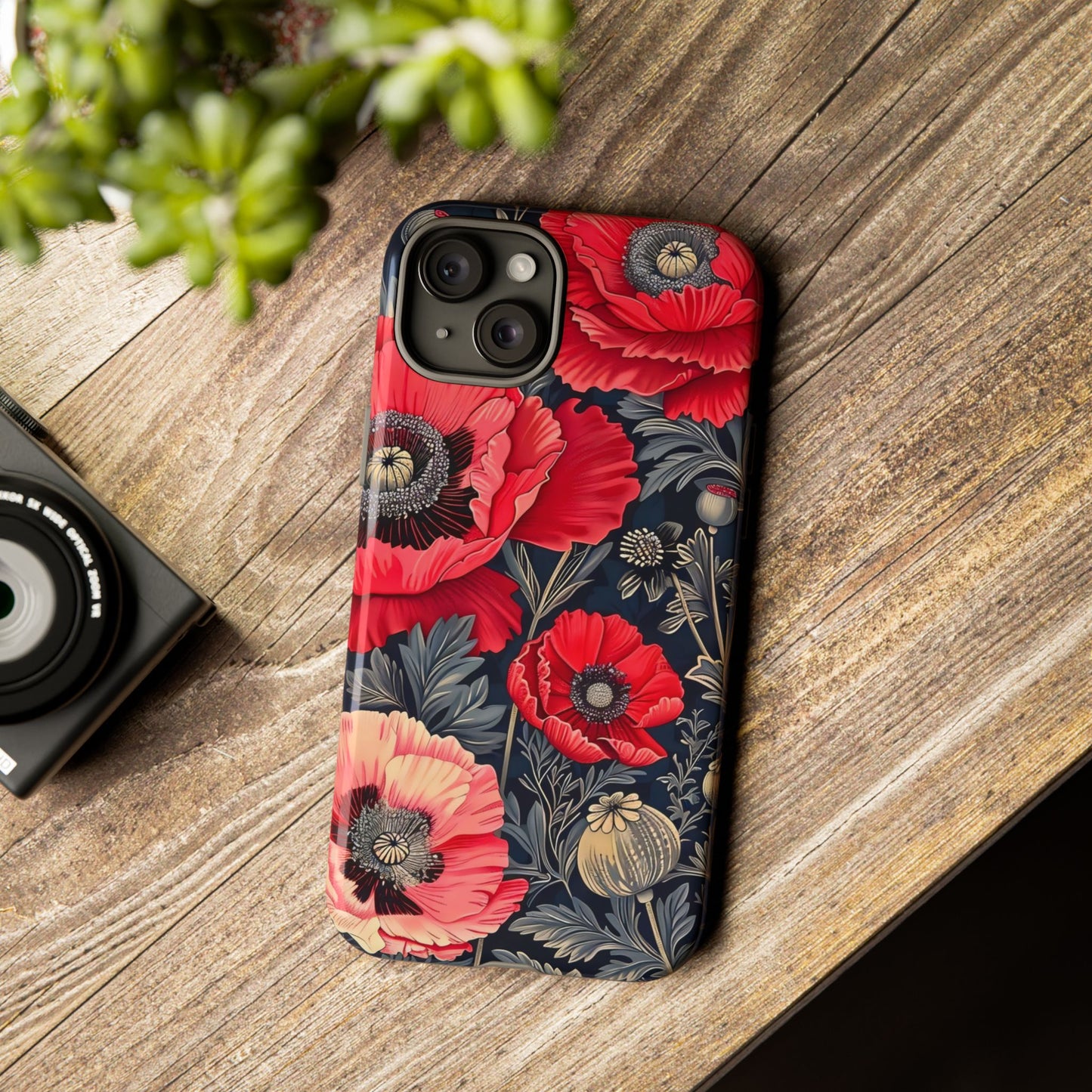 Floral Phone Case with Artistic Poppies, Tough Cases, Flower Design, Nature Lover Gift, Customizable Mobile Cover, Stylish Phone Accessories