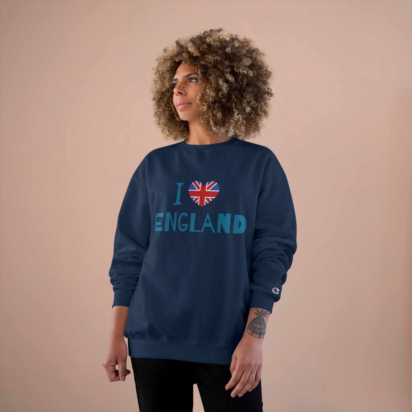 Champion Sweatshirt - I Love England - Union Jack Heart Design