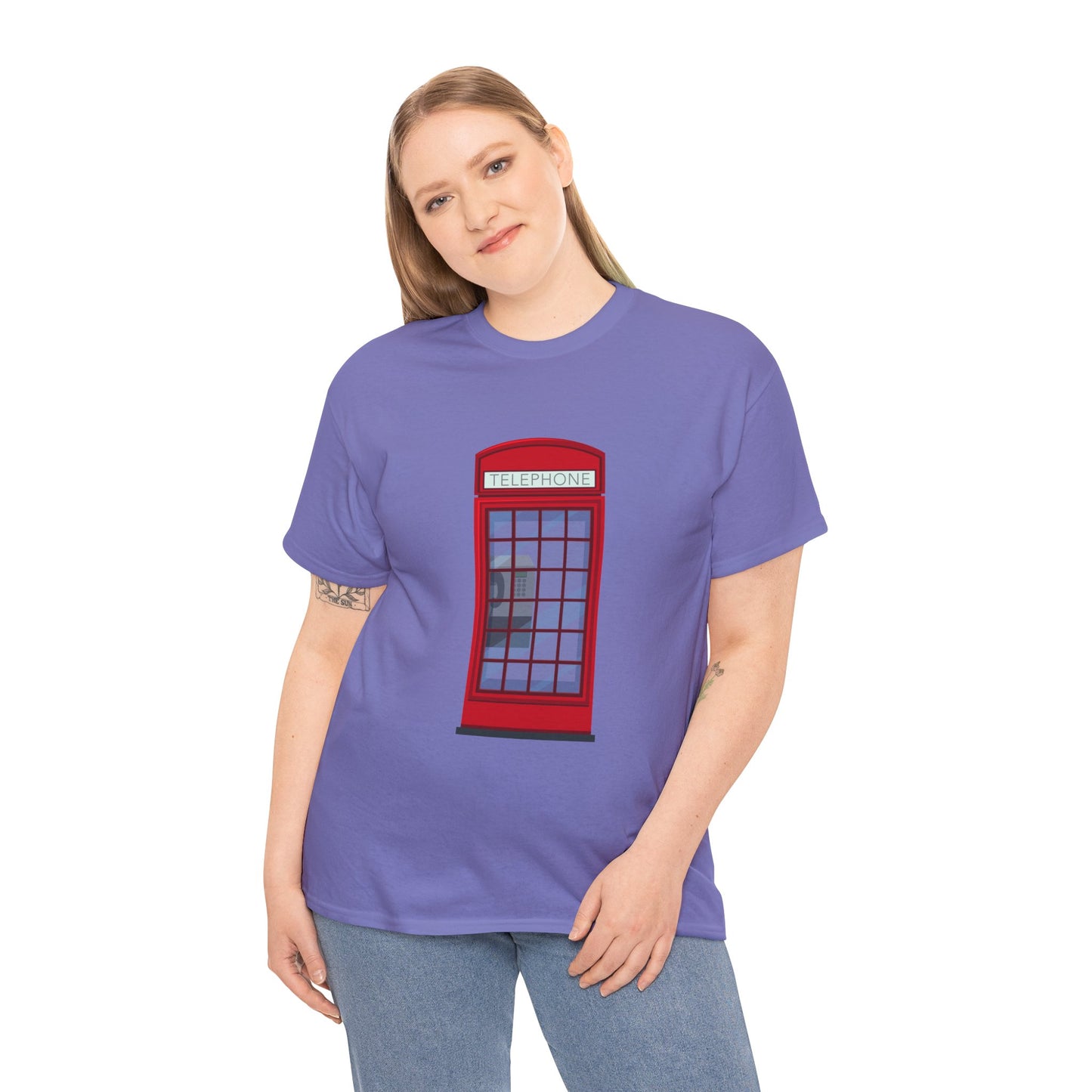 Unisex Heavy Cotton Tee - Iconic British Public Telephone