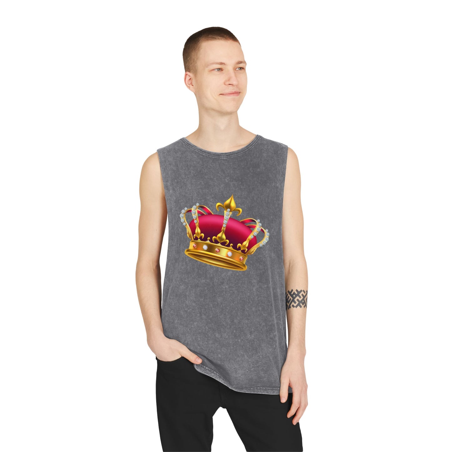 Unisex Stonewash Tank Top - British Royal Crown Design - Iconic Symbol of Monarchy