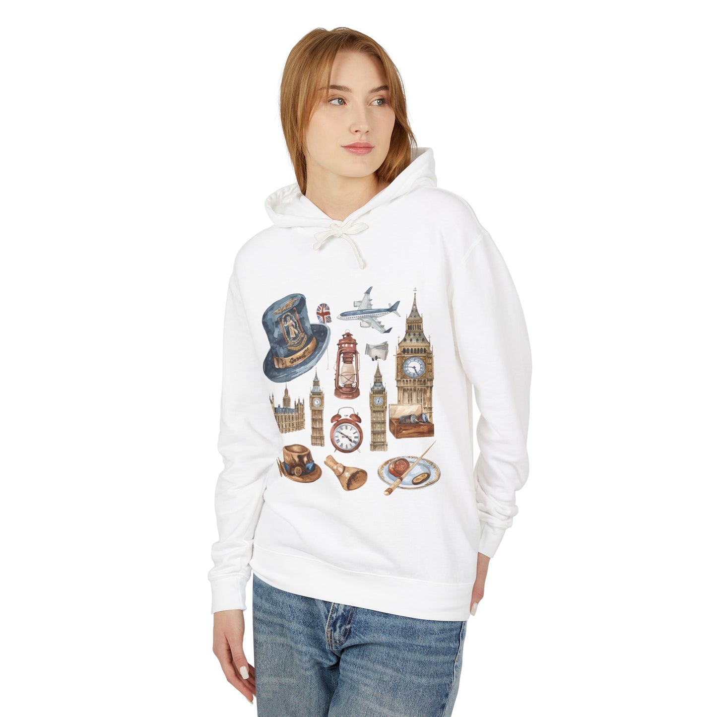 Unisex Lightweight Hooded Sweatshirt - From London to the Countryside - England’s Icons
