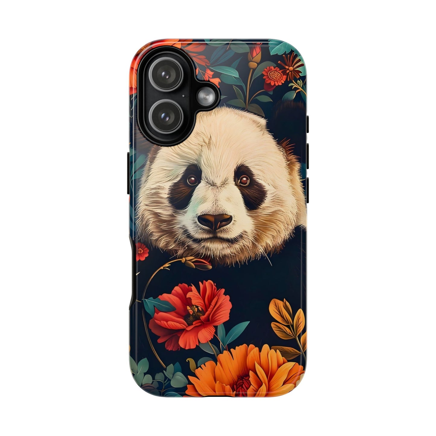 Panda Floral Phone Case, Tough Cases, Cute Animal Case, Floral Design, Gifts for Animal Lovers, Phone Accessories