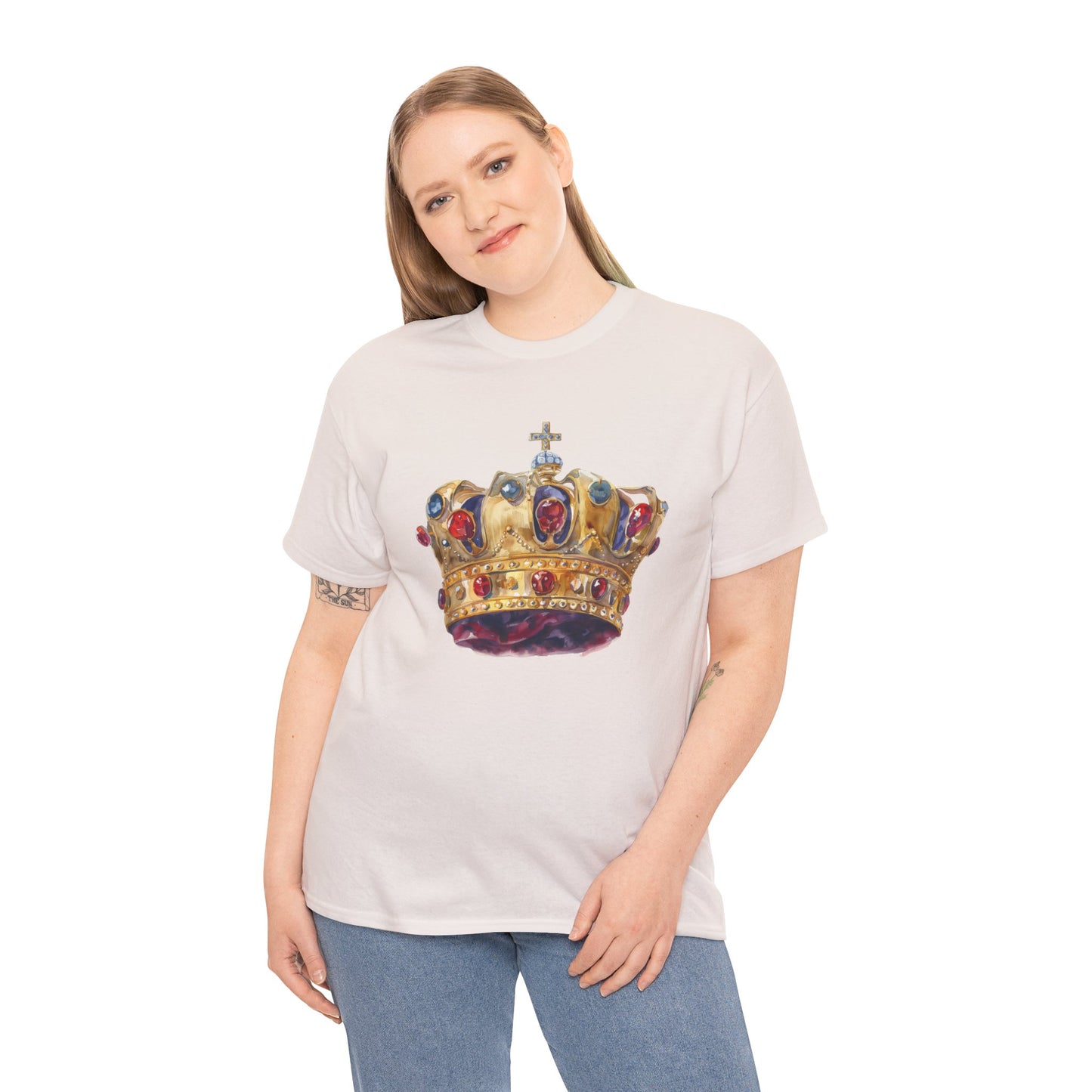 Unisex Heavy Cotton Tee - British Royal Crown Design - Iconic Symbol of Monarchy