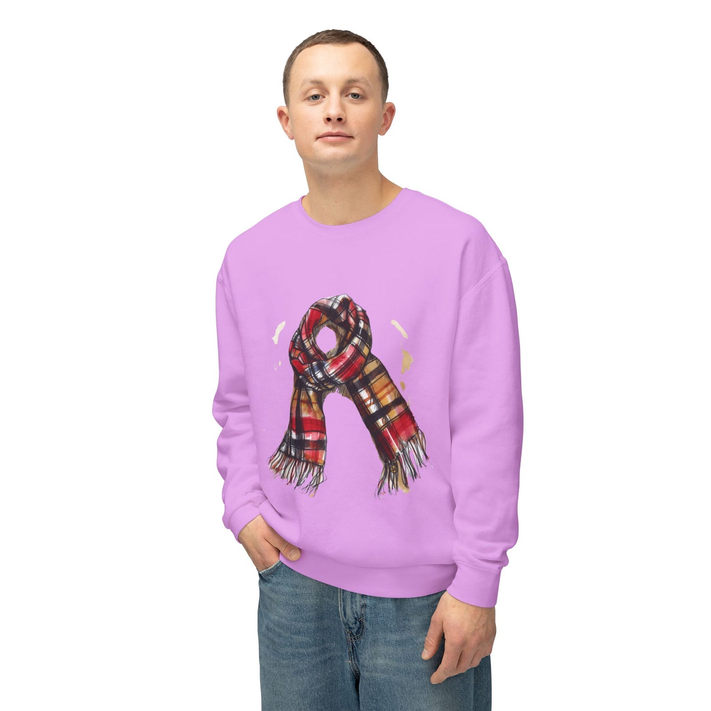 Unisex Lightweight Crewneck Sweatshirt - Plaid British Scarf - Timeless Style and Classic Elegance