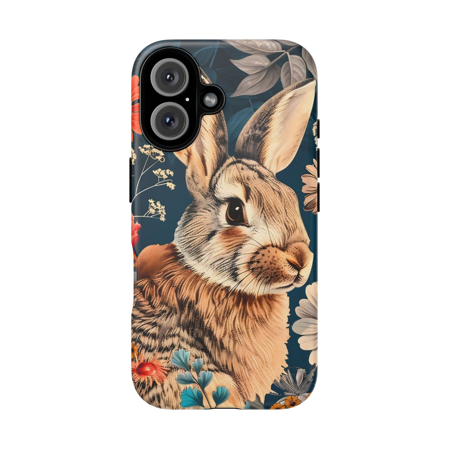 Floral Rabbit Phone Case, Cute Phone Cover, Tough Cases for Animal Lovers, Unique Gift for Birthdays, Nature-Themed Accessories