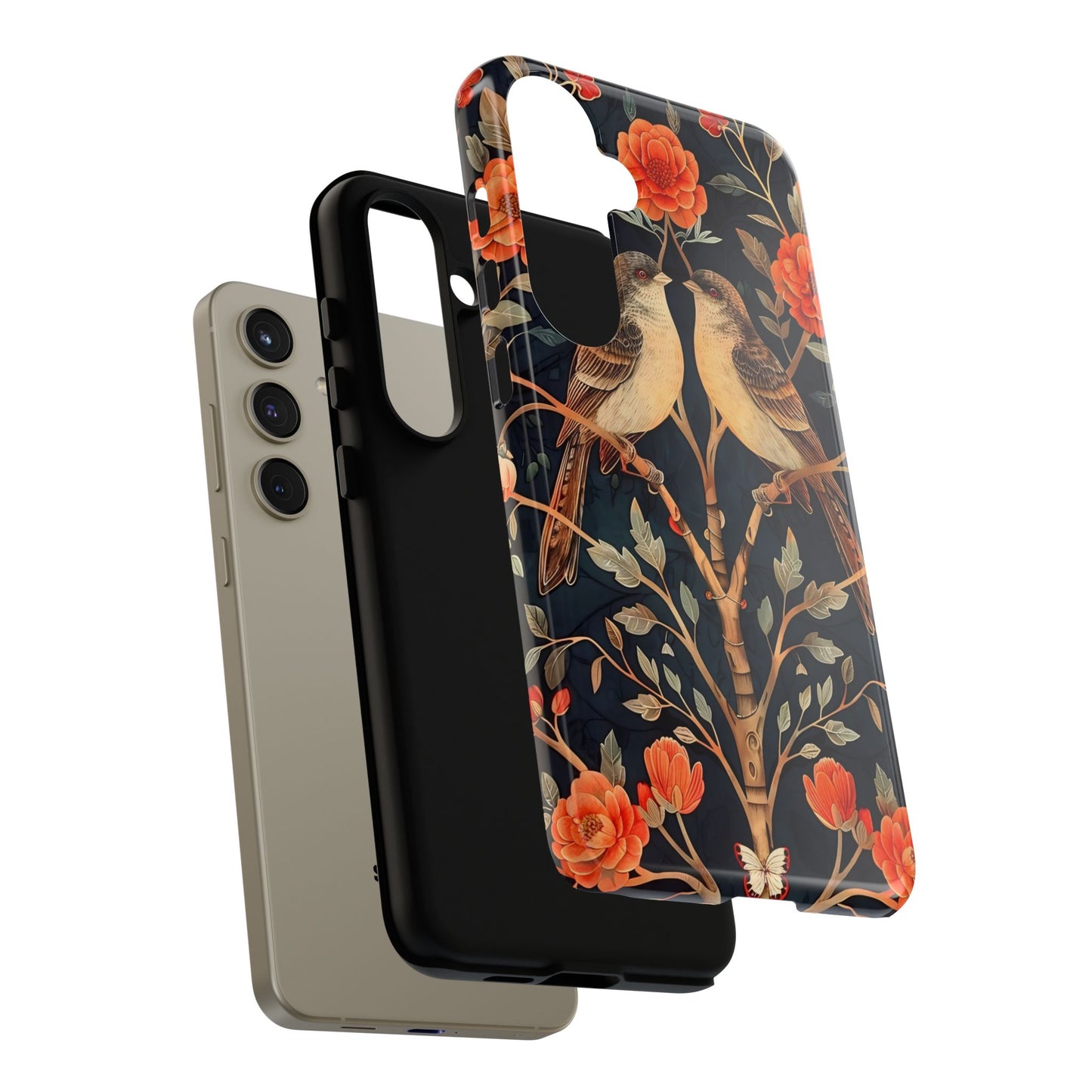 Floral Phone Case – Tough Cases with Bird Design, Unique Gift for Nature Lovers, Stylish Tech Accessory, Phone Cover, Artistic Case