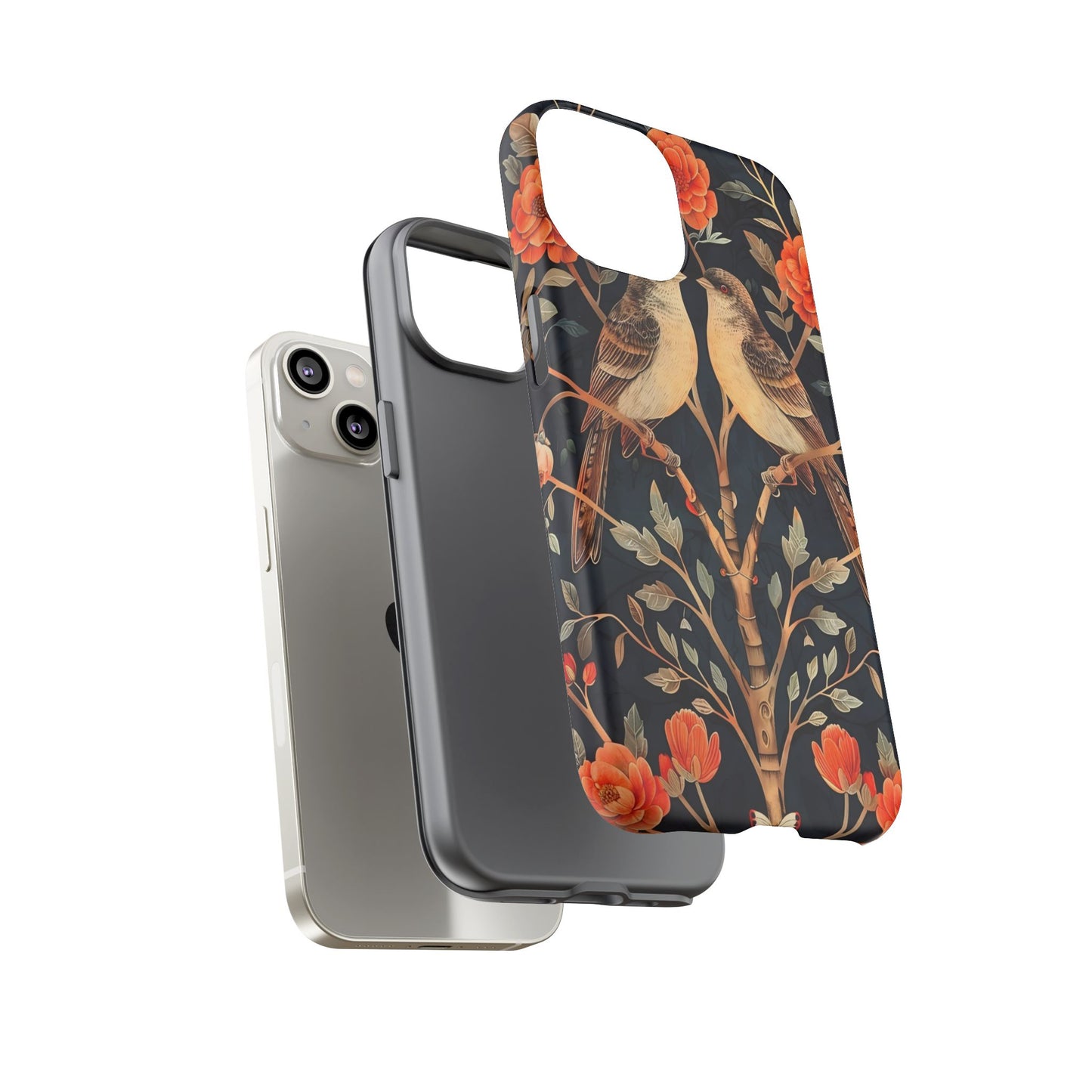 Floral Phone Case – Tough Cases with Bird Design, Unique Gift for Nature Lovers, Stylish Tech Accessory, Phone Cover, Artistic Case
