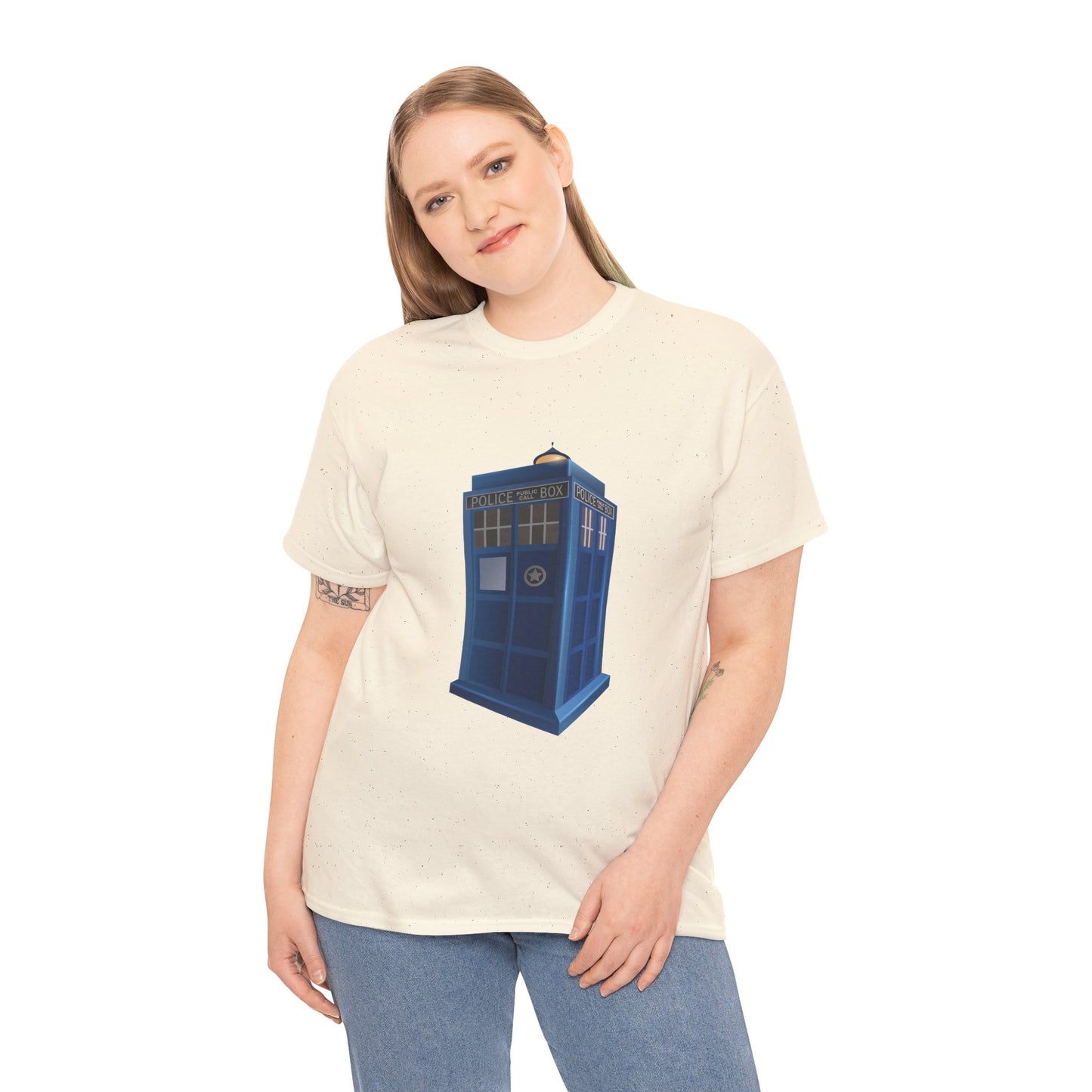Unisex Heavy Cotton Tee - British Police Public Call Box - Iconic TARDIS