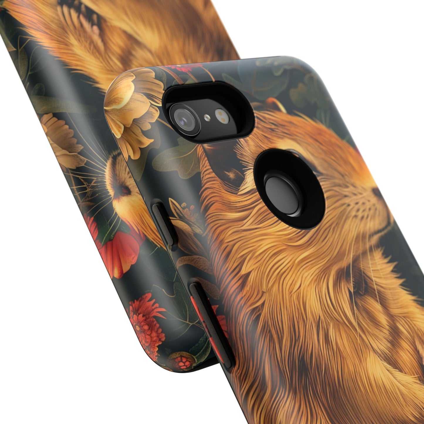 Cute Animal Phone Case, Floral Design Tough Cases for Nature Lovers, Gifts for Her, Customizable Mobile Accessory, Pet Lover Phone Cover