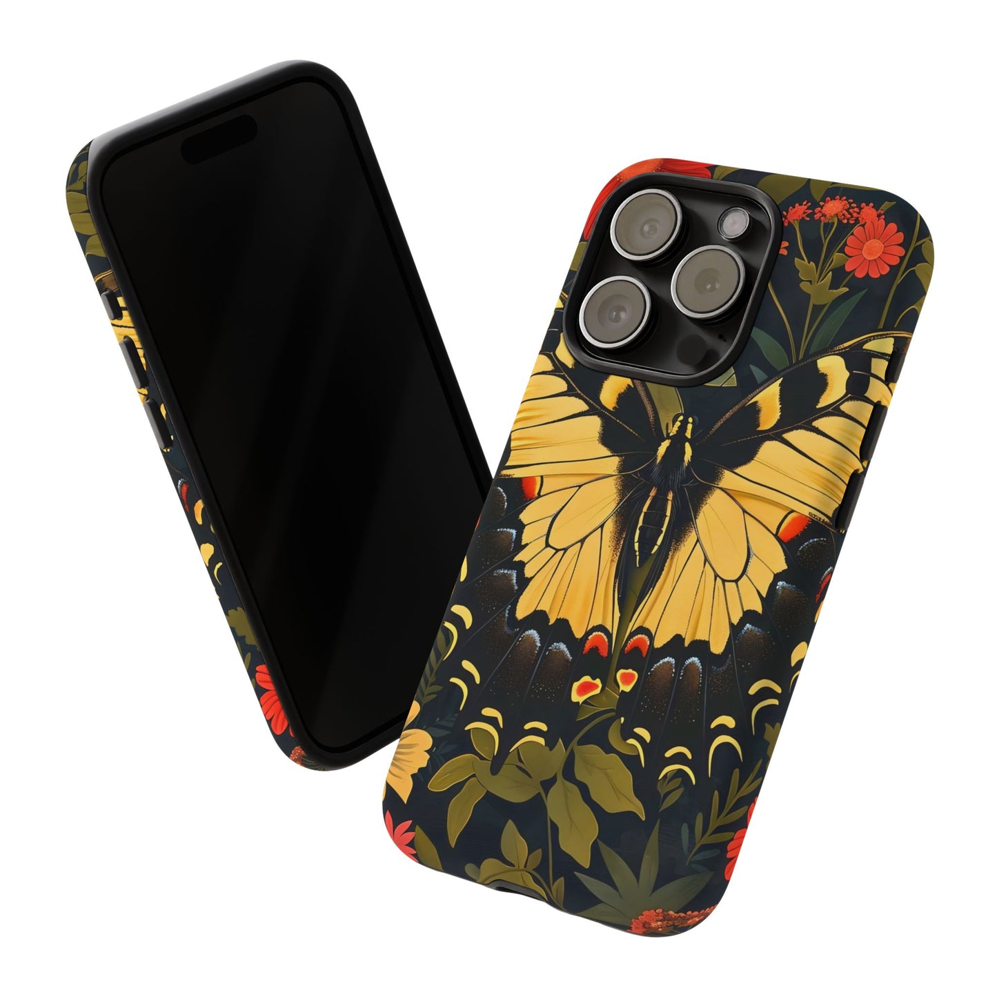 Butterfly Floral Phone Case, Tough Cases with Vibrant Design, Protective Cover for Nature Lovers, Gift for Her