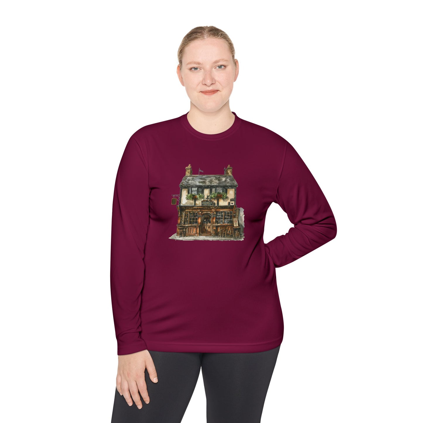 Unisex Lightweight Long Sleeve Tee - Historic English Home Wall Art Design