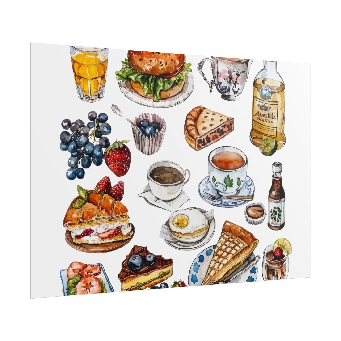 Foodie Wall Art Print, Kitchen Decor, Gourmet Food Poster, Culinary Art for Food Lovers, Cafe Aesthetic Home Decor
