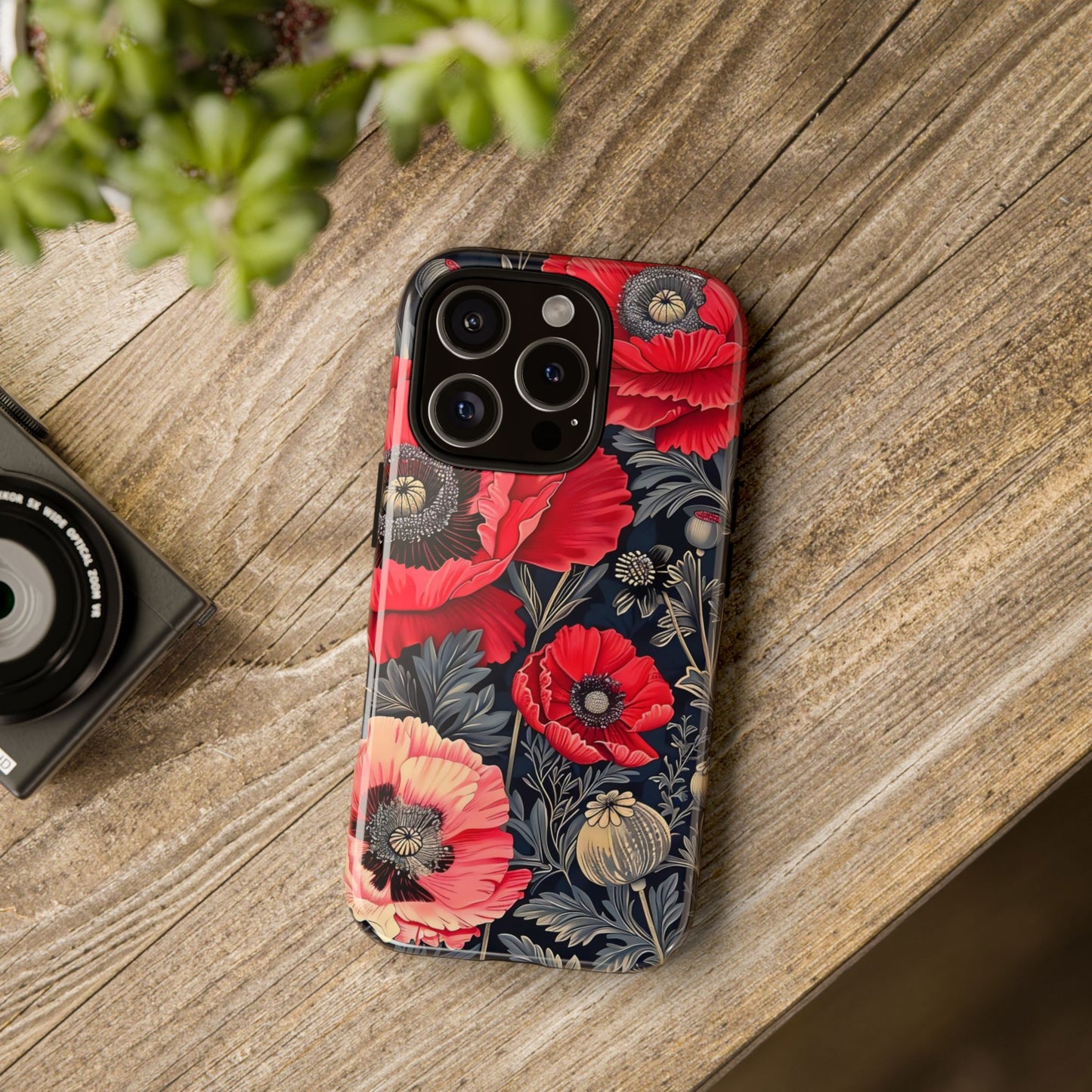 Floral Phone Case with Artistic Poppies, Tough Cases, Flower Design, Nature Lover Gift, Customizable Mobile Cover, Stylish Phone Accessories