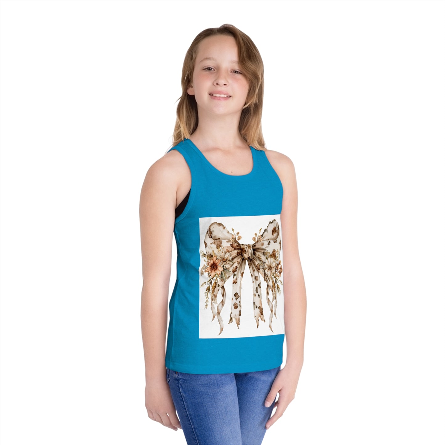 Floral Bow Kid's Jersey Tank Top - Cute Summer Style for Little Ones
