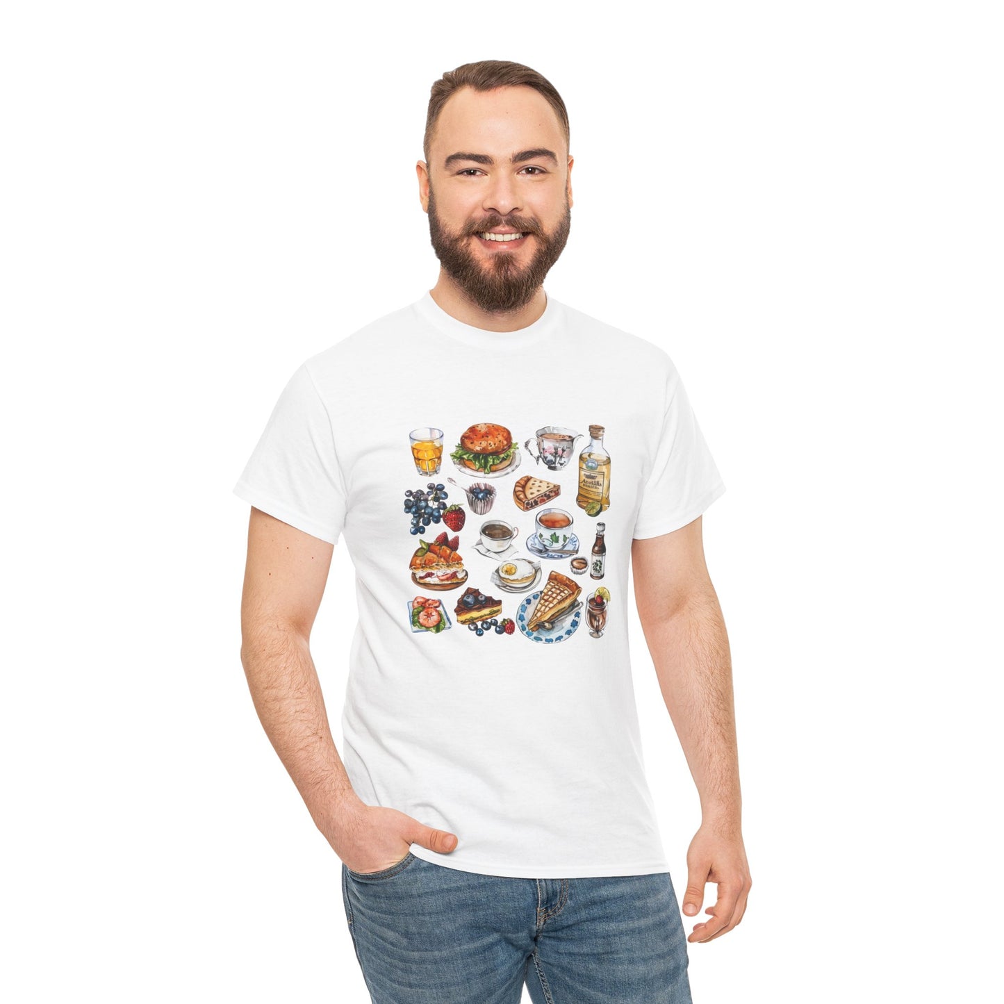 Unisex Heavy Cotton T-shirt - Mouth watering British Food