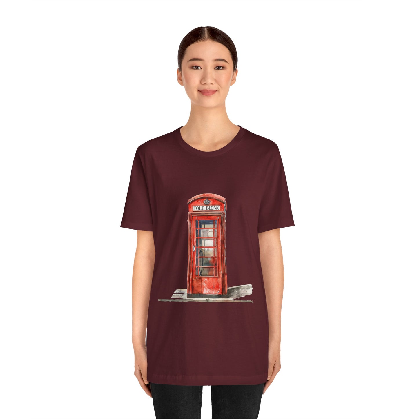 Unisex Jersey Short Sleeve Tee - Iconic British Public Telephone - Classic Red Phone Box