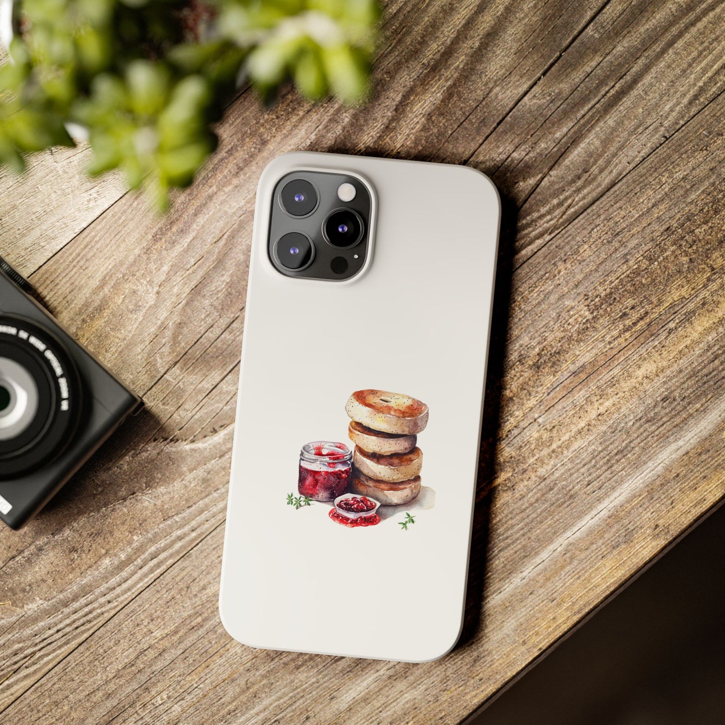 Artisan Bagel Phone Case, Cute Slim Phone Cover, Foodie Gift, Stylish Cell Case, Breakfast Lover's Accessory